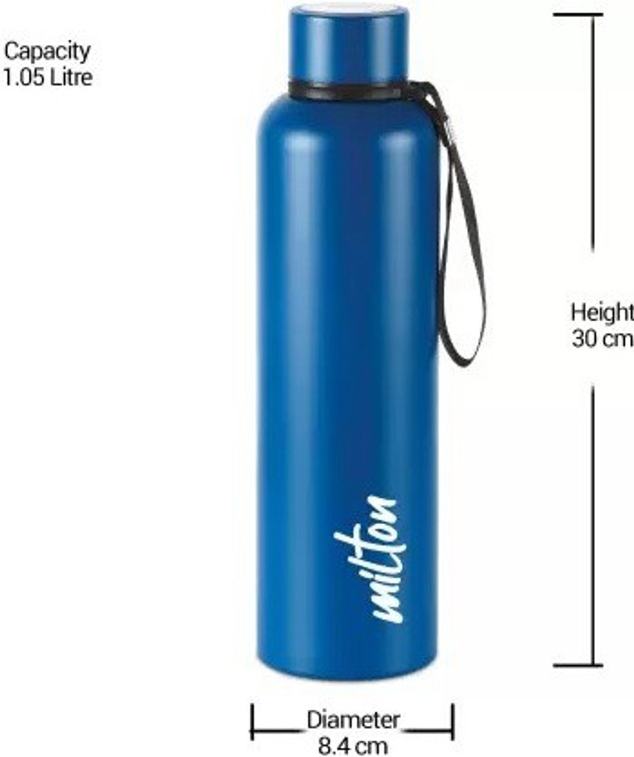 Image of MILTON Bottle,Dark Blue | 24 Hours Hot and Cold Rust & Leak Proof 1050 ml Steel Bottle