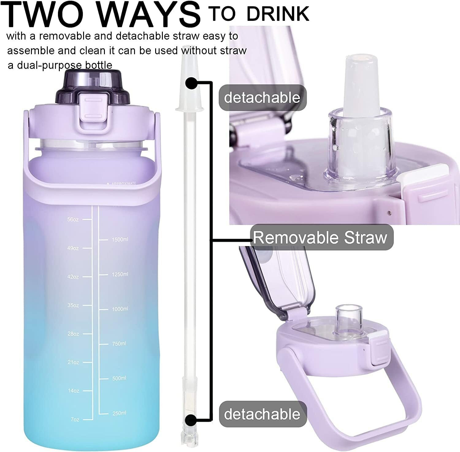 Image of SeaRegal Silicon Water Bottle With Time Marker 2000 ml Silicone Bottle