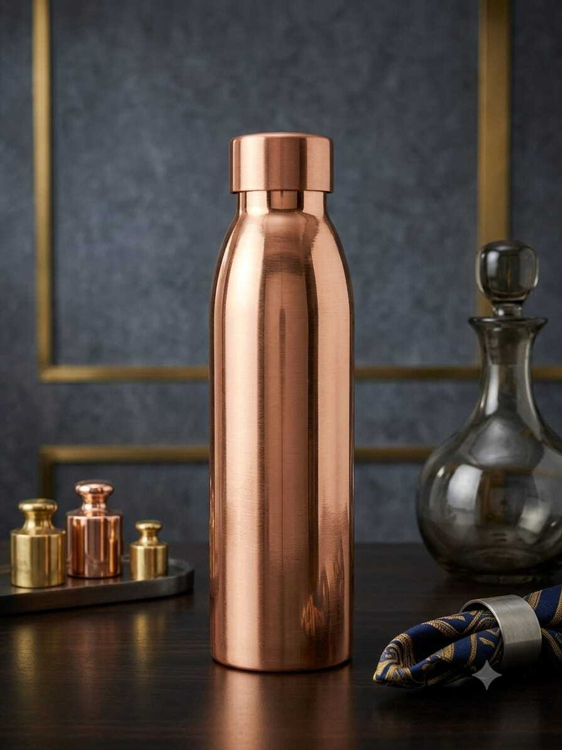 Image of THAMMAR Peacock Copper Vessel 1000 ml Copper Bottle