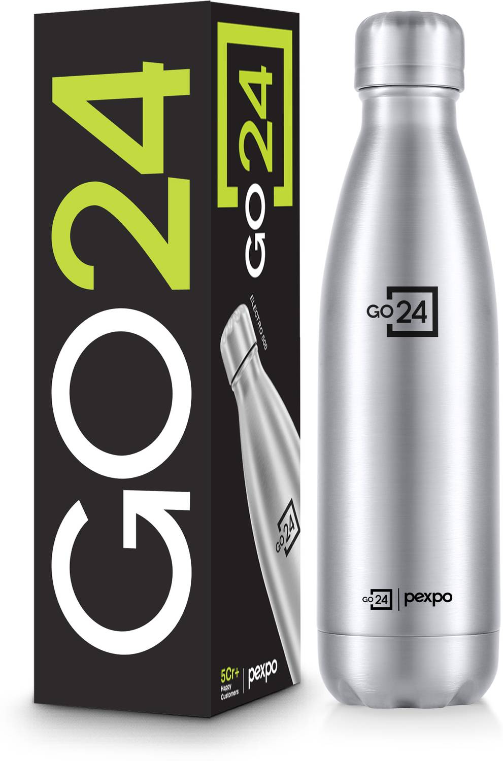 Go24 Electro 500, Hot&Cold ISI Certified Thermosteel Water Bottle, Leakproof 500 ml Stainless Steel Flask