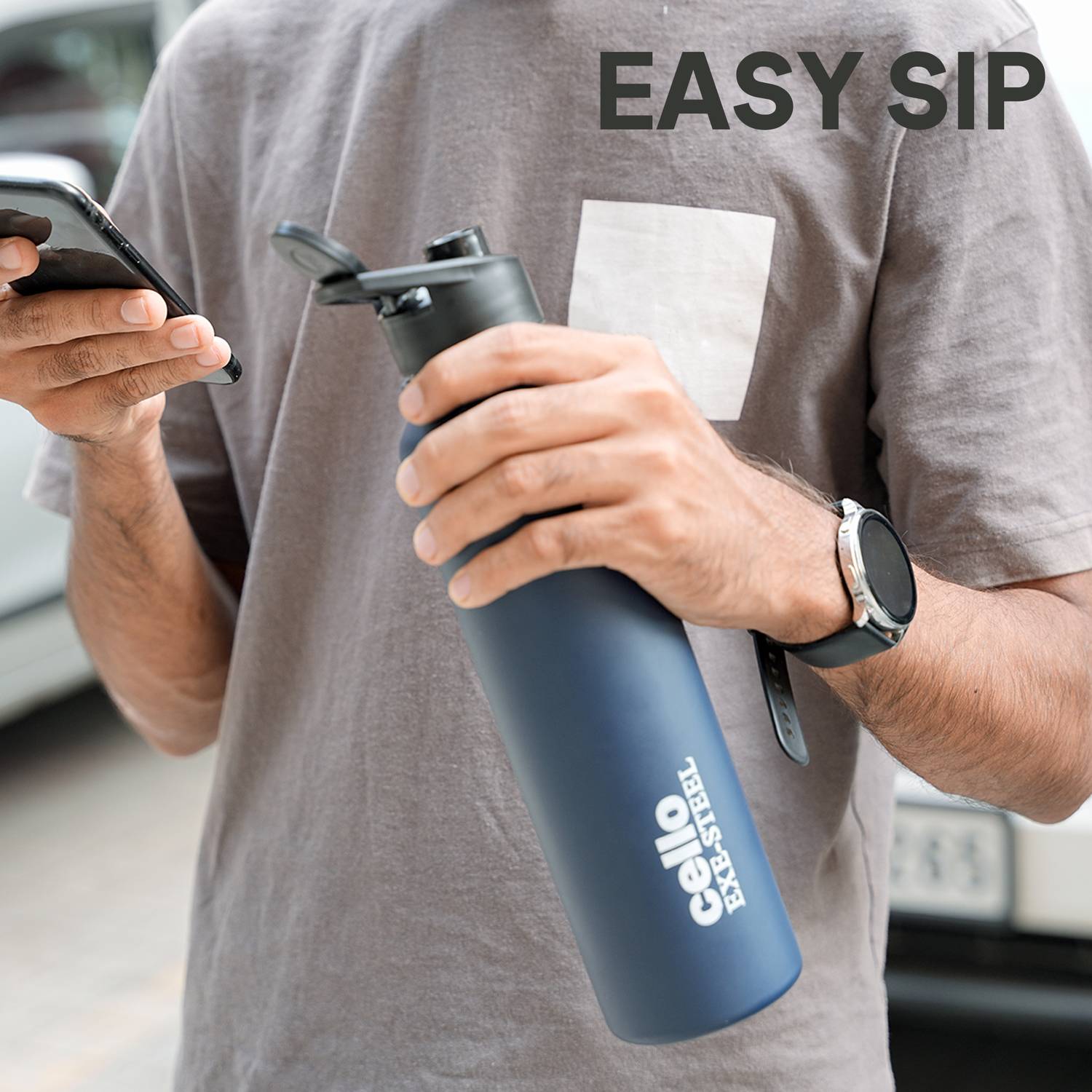 cello Crysta Flip 920 ml Stainless Steel Flask - Image 3