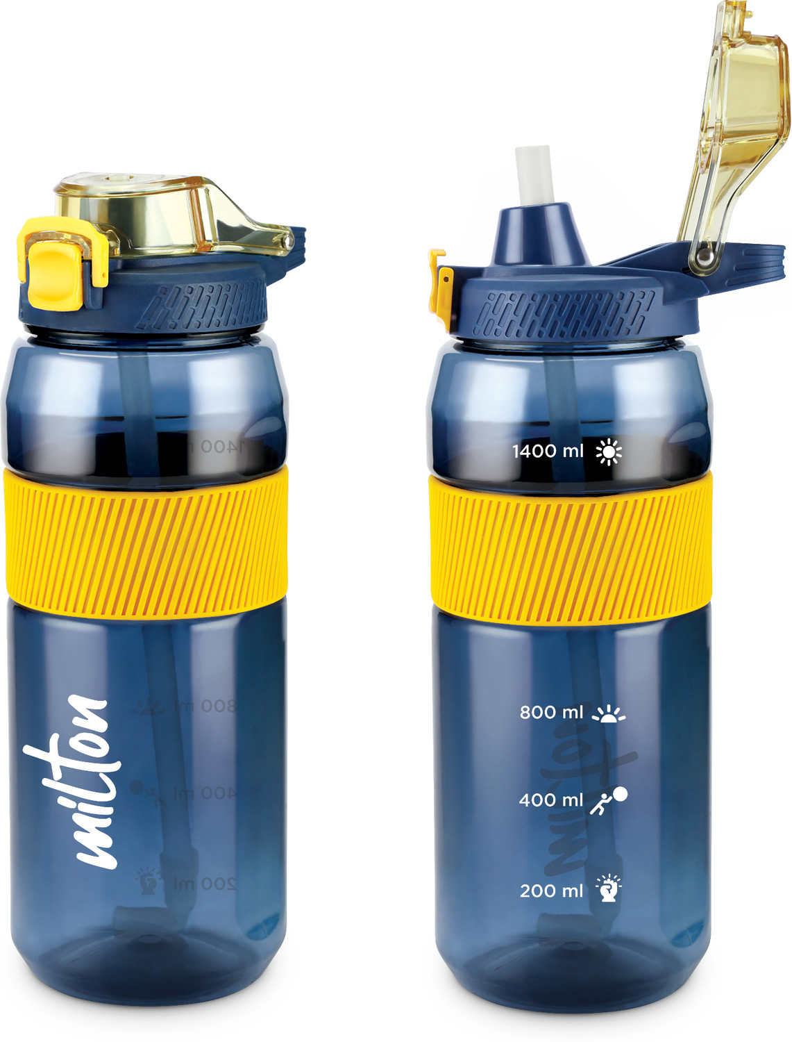 Image of MILTON Sports Sipper Large Water Bottle 1600 ml, One-Click Open Removable Straw Blue 1600 ml Plastic Bottle