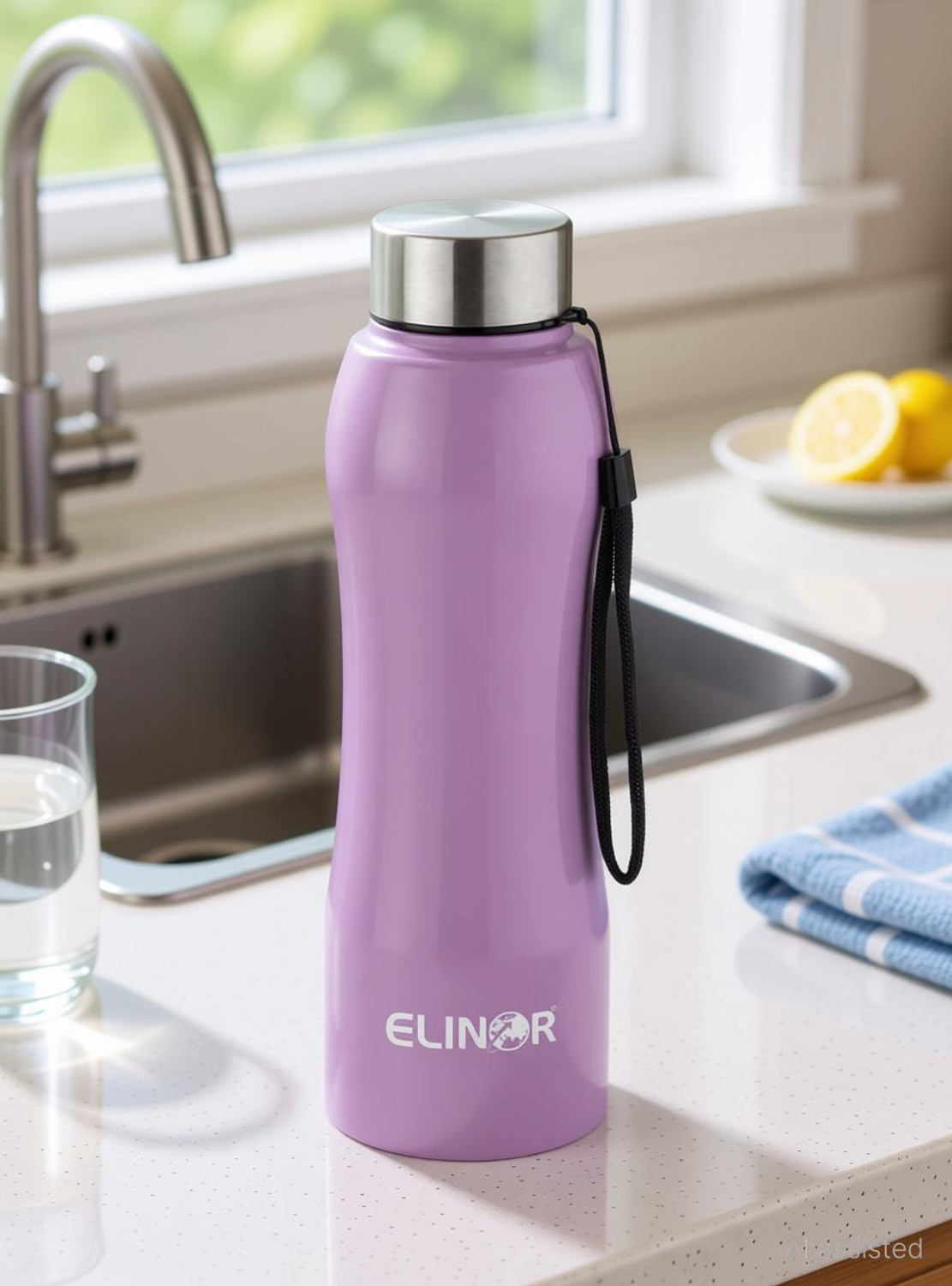 Image of ELINOR AMAZING SINGLE WALL STAINLESS STEEL BOTTLE IN PURPLE COLOR FOR KIDS AND ADULTS 1000 ml Steel Bottle