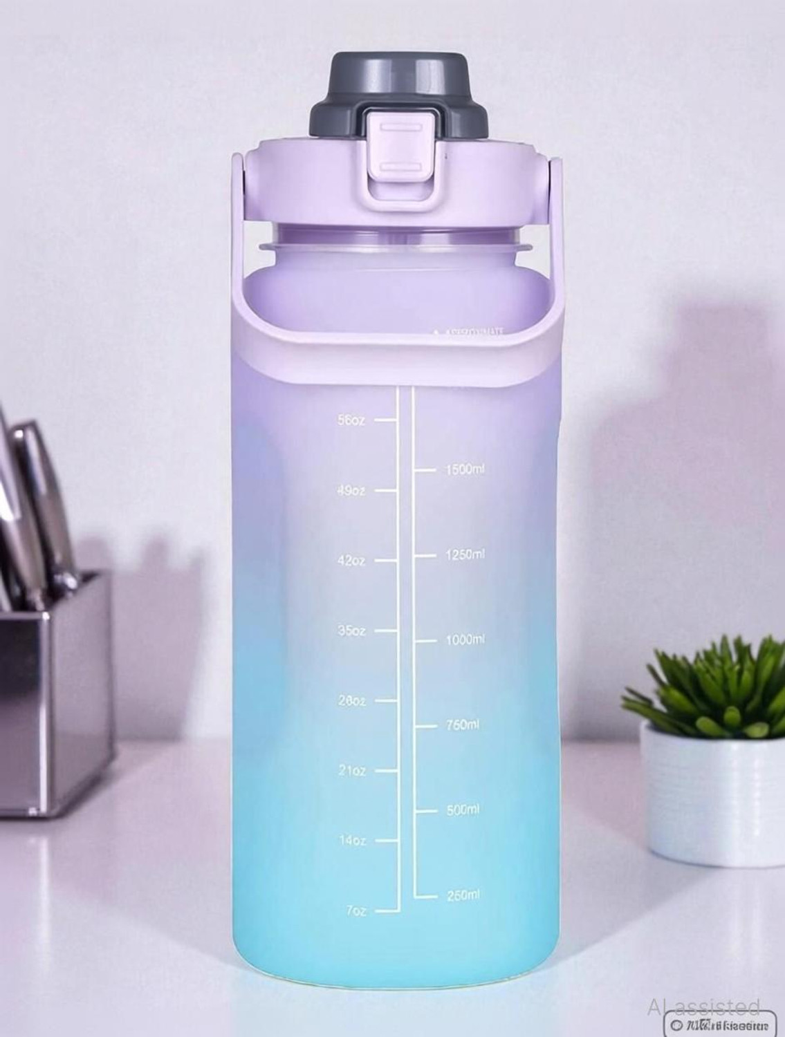 Image of Jmax Motivational Water Bottle 2000ml with straw 2000 ml Silicone Bottle (Pack of 1, Multicolor)