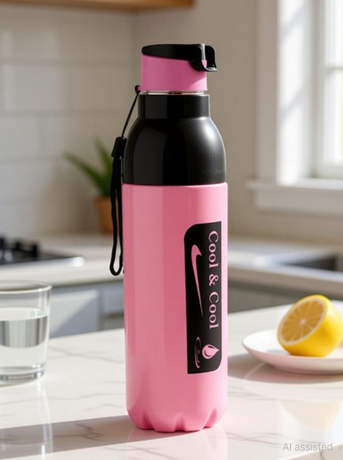 Image of BELLERBIRD Premium Quality Cool Printed PU Insulated Double Wall Water Bottle 1000 ml Plastic Bottle