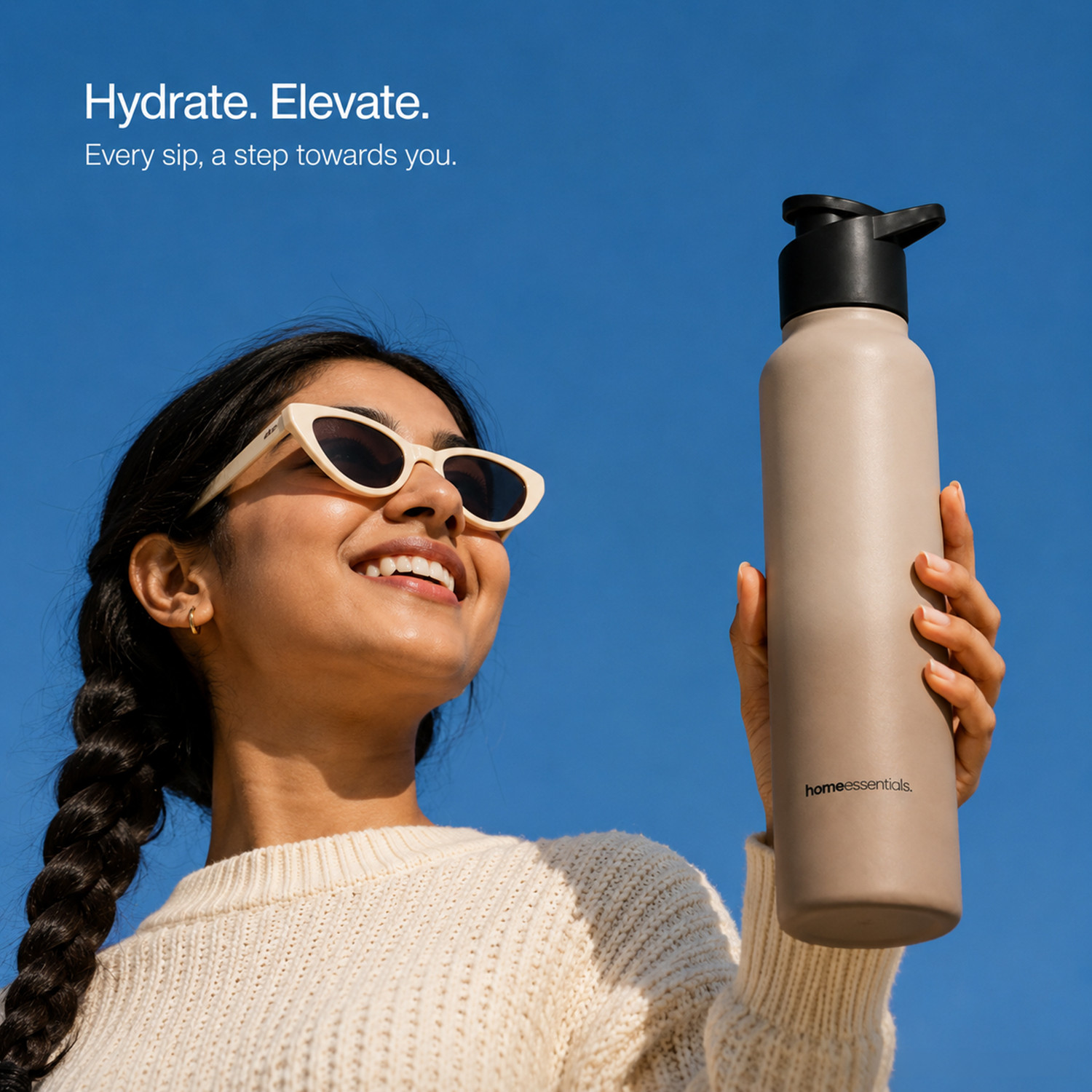 Image of HomeEssentials 1000ml Single Wall Stainless Steel Water Bottle | Single Wall | Leakproof 1000 ml Stainless Steel Bottle