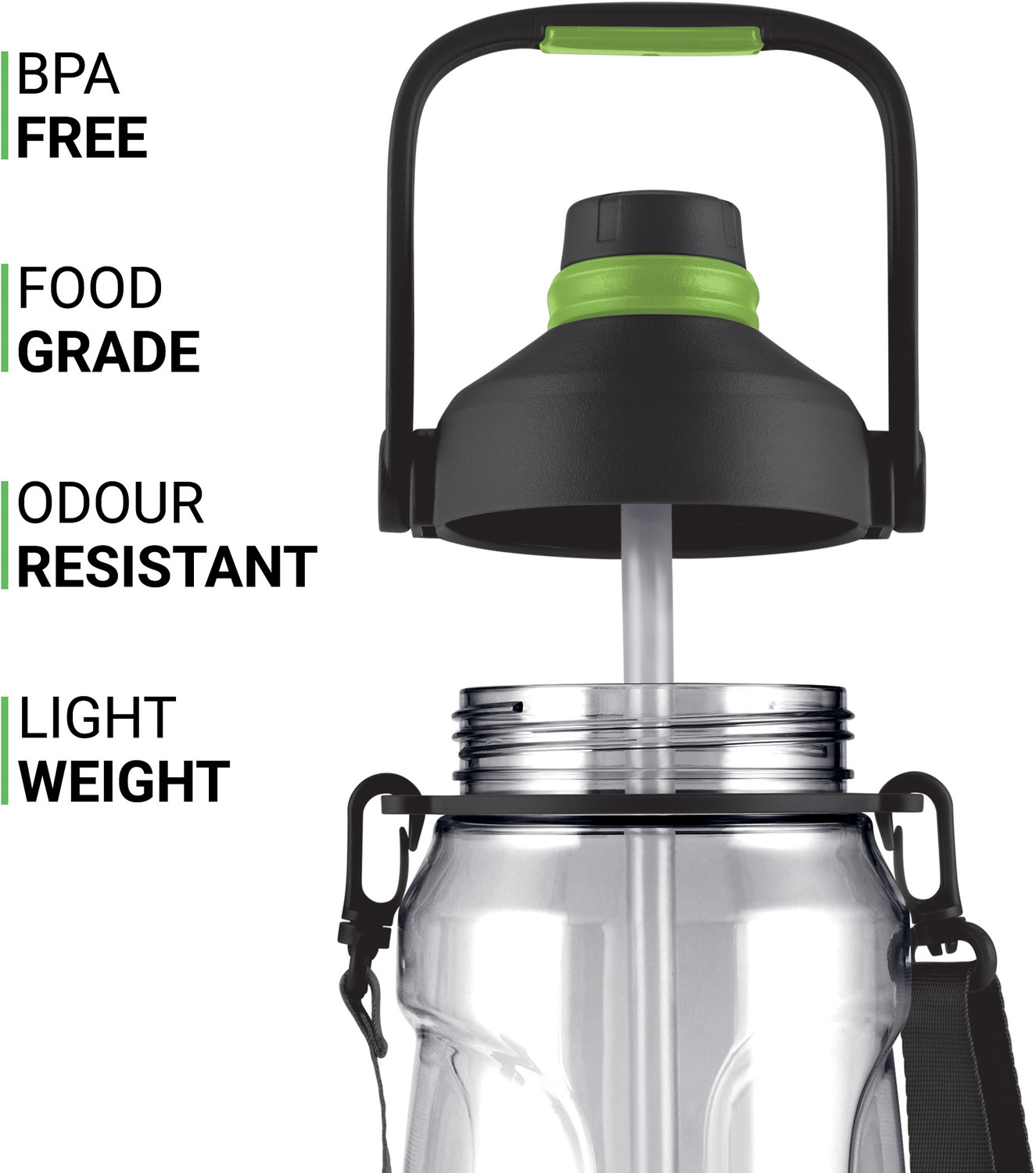 Image of MILTON Eros 1000, 2-in-1 Sip or Gulp Lid Water Bottle 960ml, Unbreakable Plastic, White 960 ml Plastic Bottle