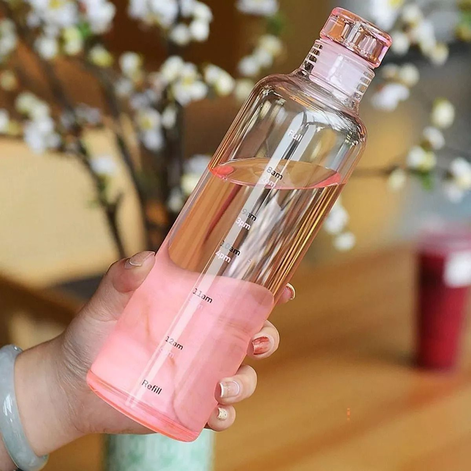 Image of Bellemax Glass Water Bottle with Time Scale (set of 2) 500 ml Glass Bottle