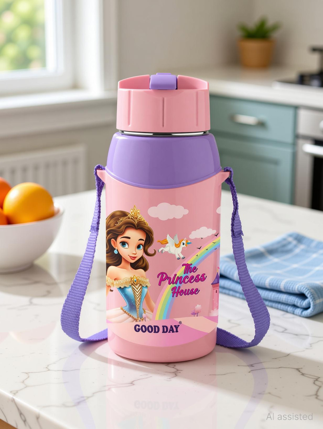 Image of Good Day Vigo 400 Stainless Steel Insulated Water Bottle For Kids | 410 ml Plastic Bottle