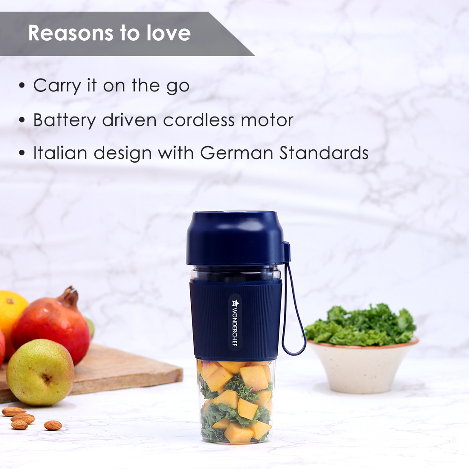 Image of WONDERCHEF Nutri-Cup Portable Blender with USB Charging 40 W Juicer
