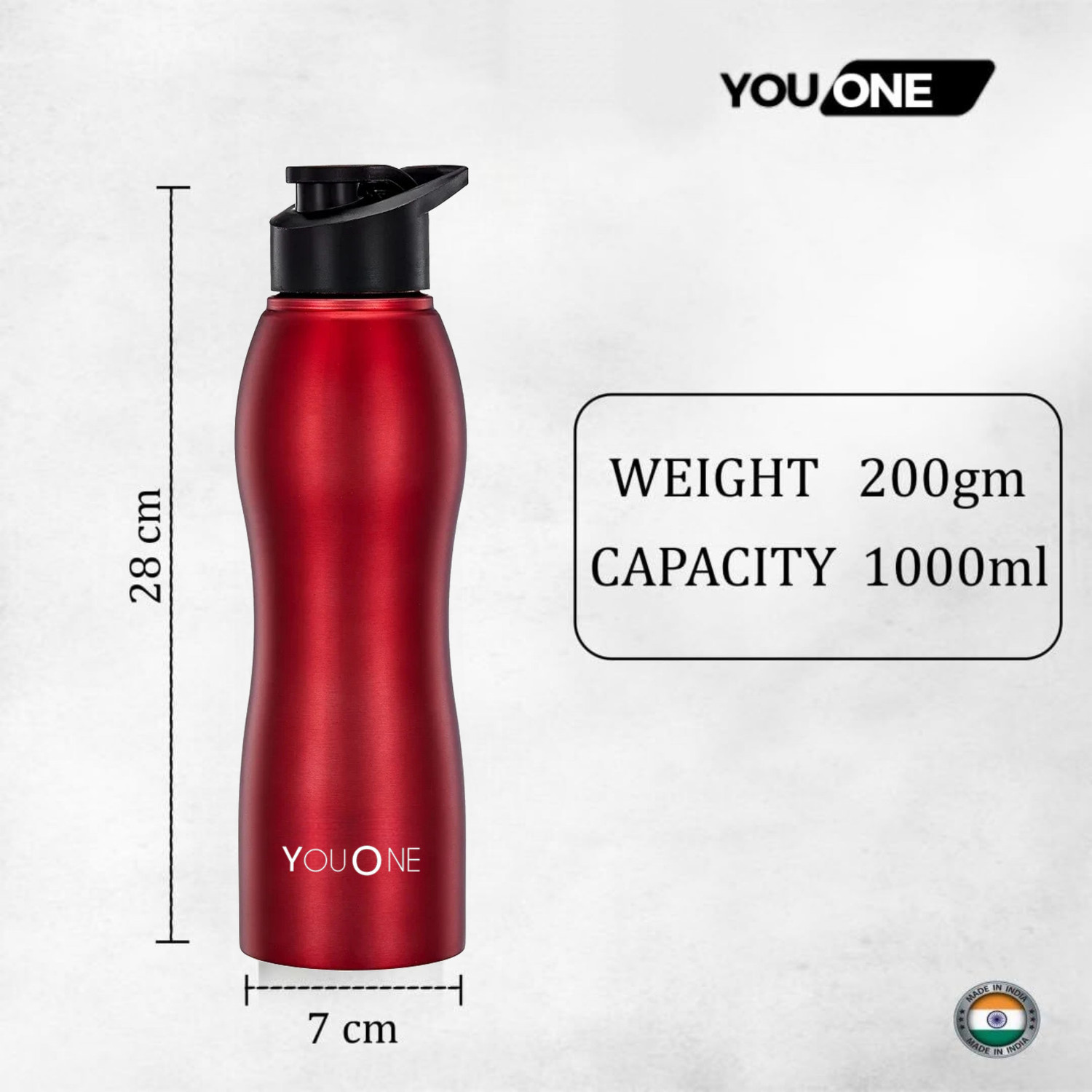 Image of Youone Stainless Stee Sports /Fridge Water Bottle for Office, Gym /Workout, School,Yoga 1000 ml Steel Bottle