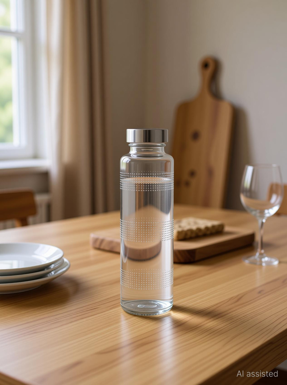 Image of shraj Transparent Water and Juice Glass Bottle with Leak-Proof, with Air Tight Lid 750 ml Glass Bottle