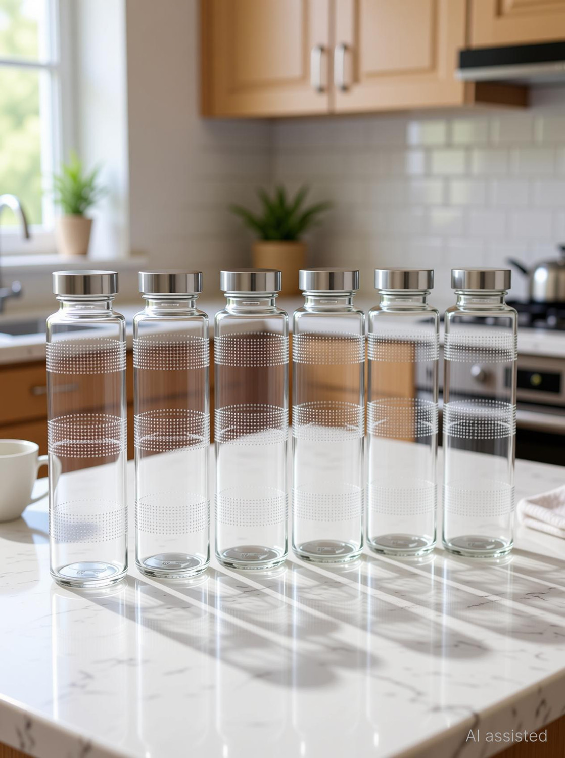 Image of shraj Transparent Water and Juice Glass Bottle with Leak-Proof, with Air Tight Lid 750 ml Glass Bottle