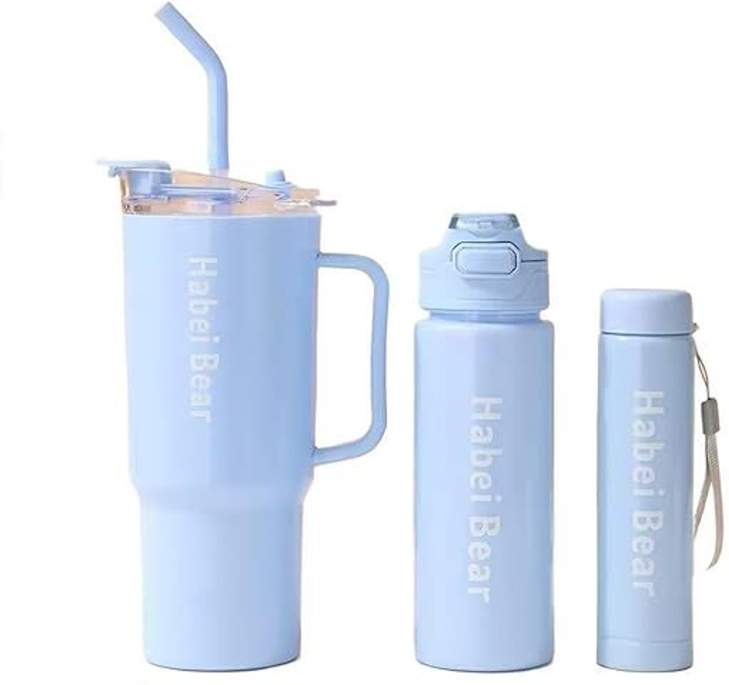 Image of TRINGDOWN Tumbler with Straw, Sport Bottle and Small Flask (1200ml, 800ml, 300ml) 1200 ml Plastic Sipper