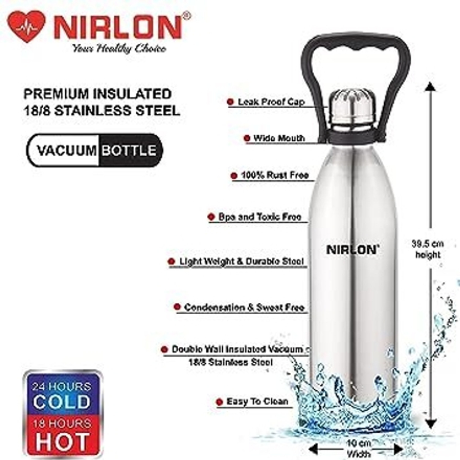 Image of NIRLON Stainless Steel Vaccum Insulated Bottle VB-1500 ML 1500 ml Steel Bottle