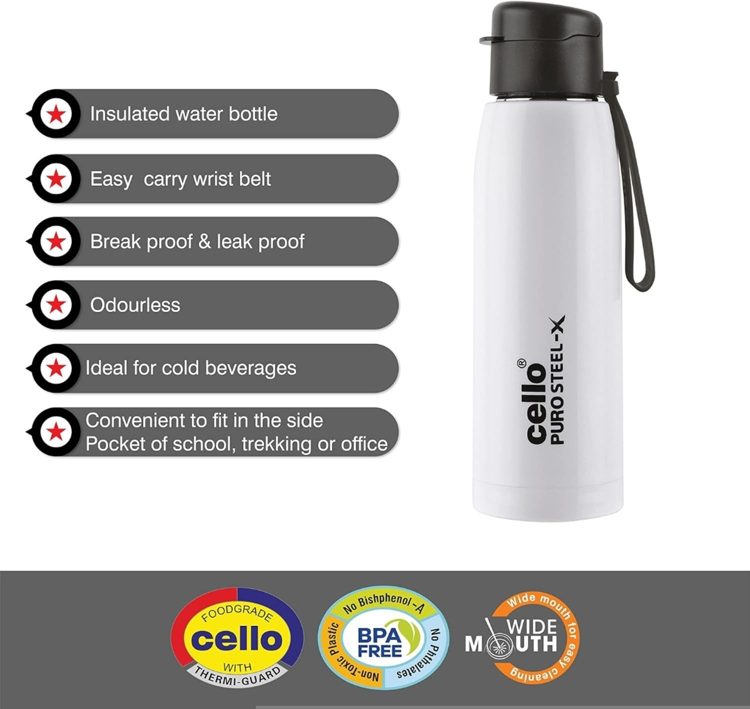 Image of cello PURO STEEL - X COOPER 900 900 ml Stainless Steel Bottle