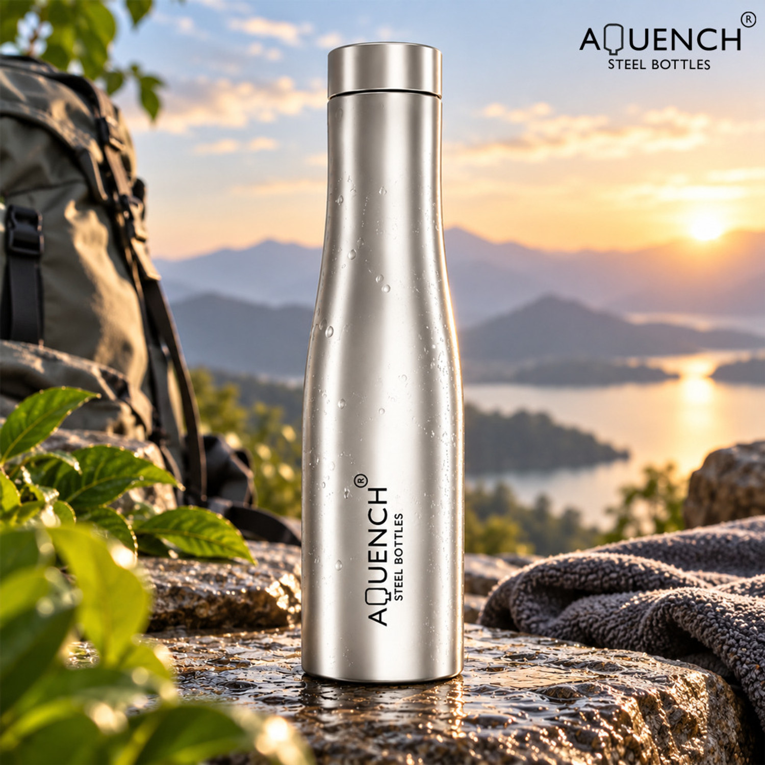 Image of AQUENCH FLOW 1000 ml Stainless Steel Bottle (Pack of 1, Steel /Chrome)