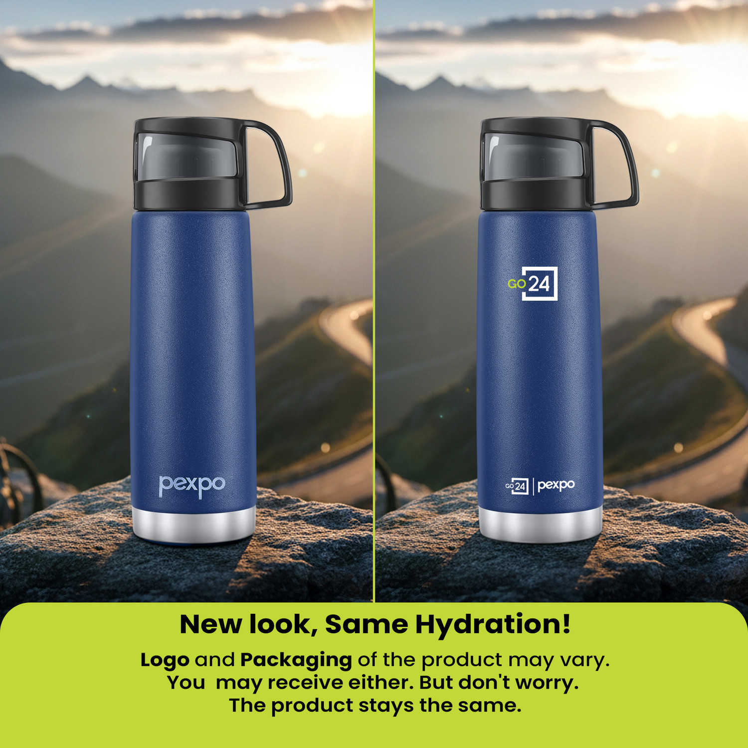 Image of Go24 Stainless Steel ISI Certified Hot & Cold Thermos with Jute Bag-Fererro 500 ml Steel Flask