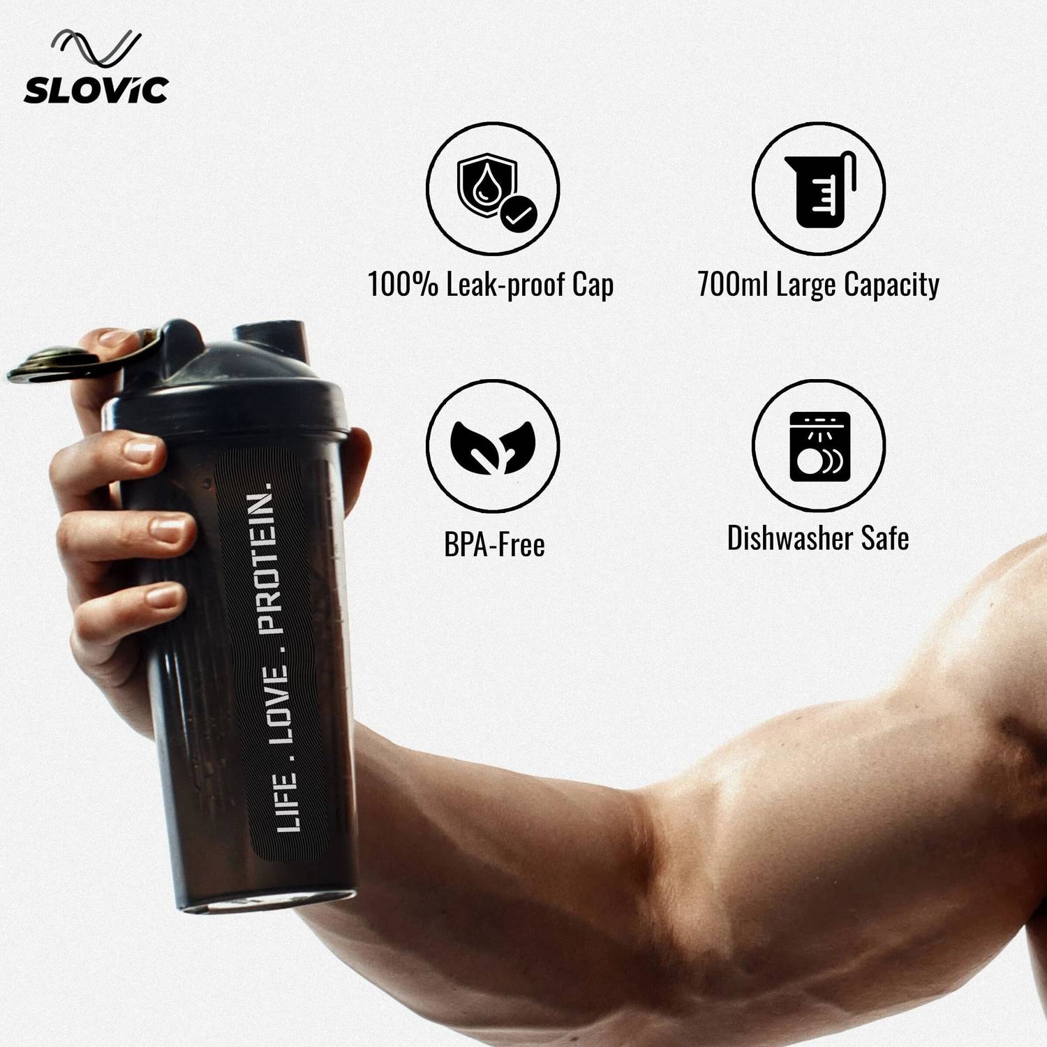 SLOVIC Leak-Proof Gym Protein Shaker 700 ml - Image 2