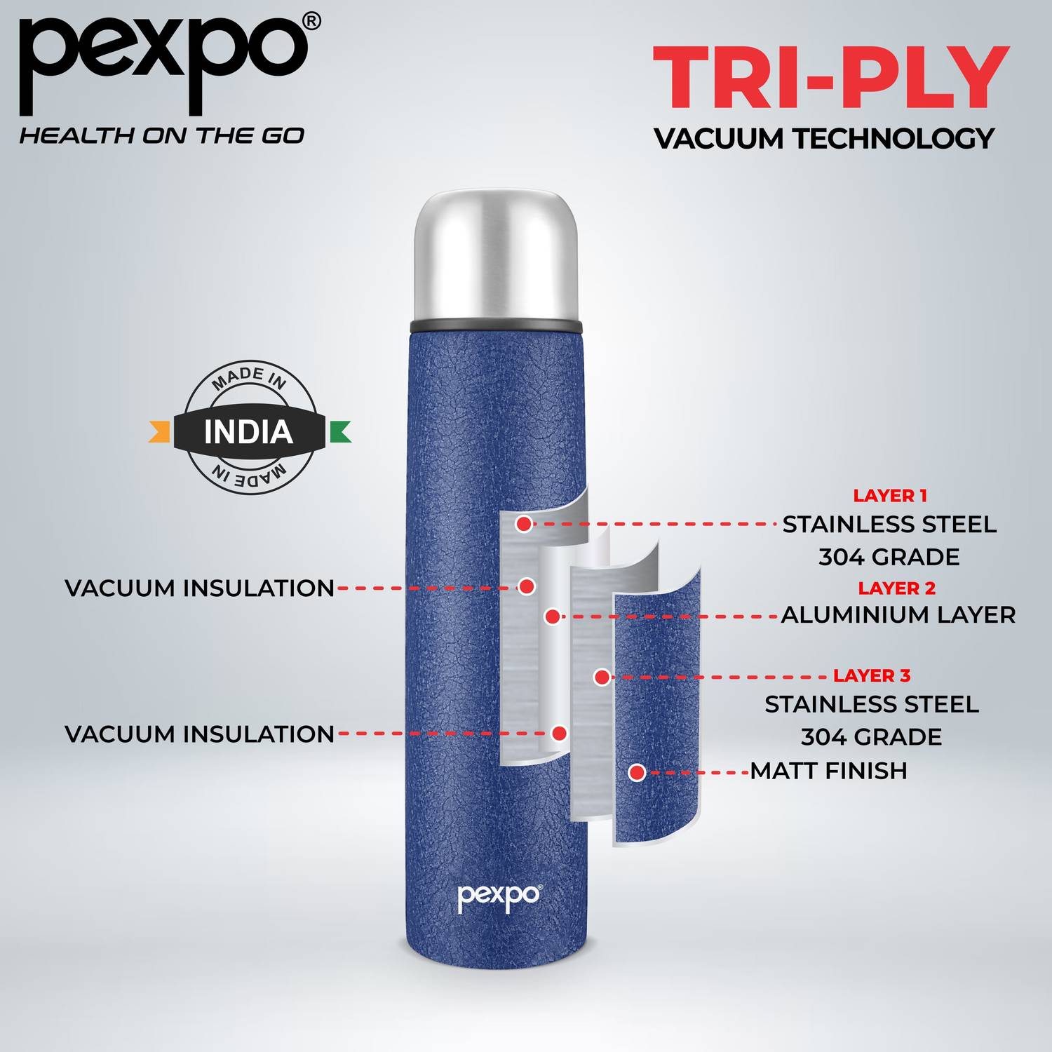 pexpo Thermosteel 1000 ml Flask - Image 4