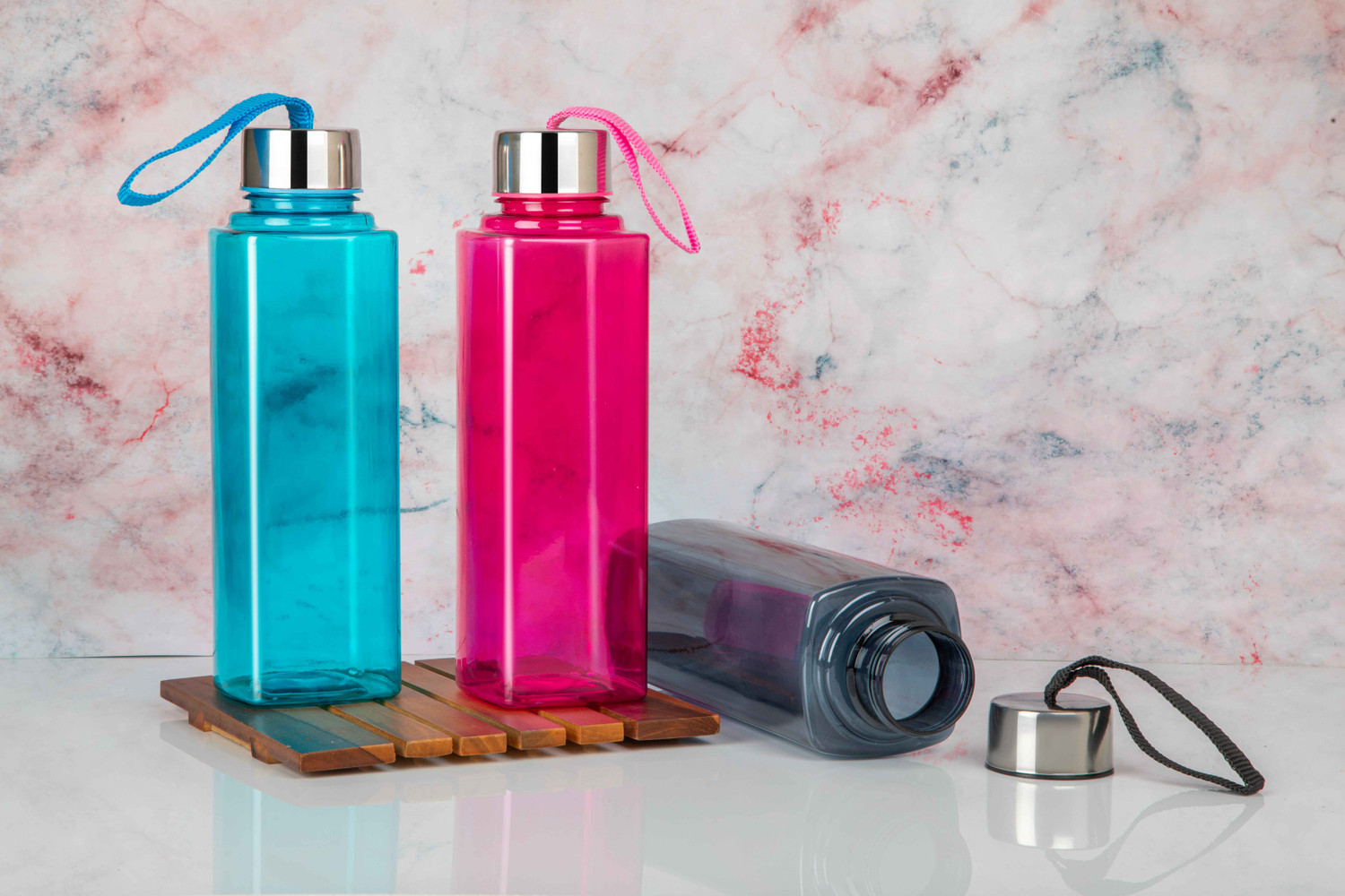 Image of QUPSY Square Fridge Water Bottle set for School, Collage, Office, Kitchen Bottle 6pcs 800 ml Plastic Bottle