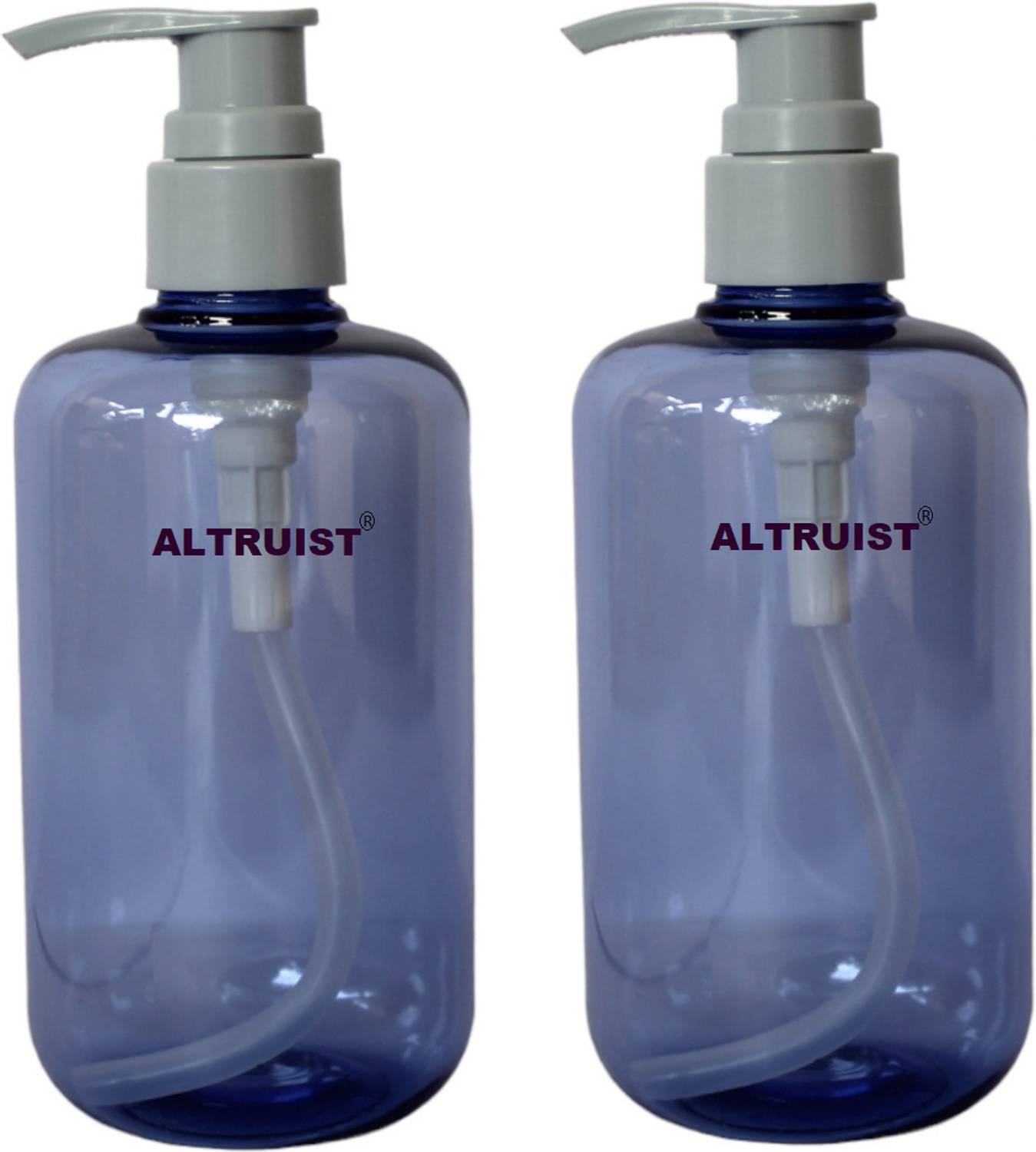 Altruist Lotion Pump Bottle, Clear Small Cylinder Dispenser 300ml ( Blue) Pack of 2 300 ml PET Bottle