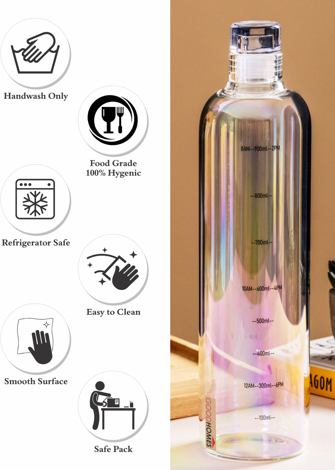 Image of Goodhomes Glass Bottle with Lid 1000 ml Glass Bottle