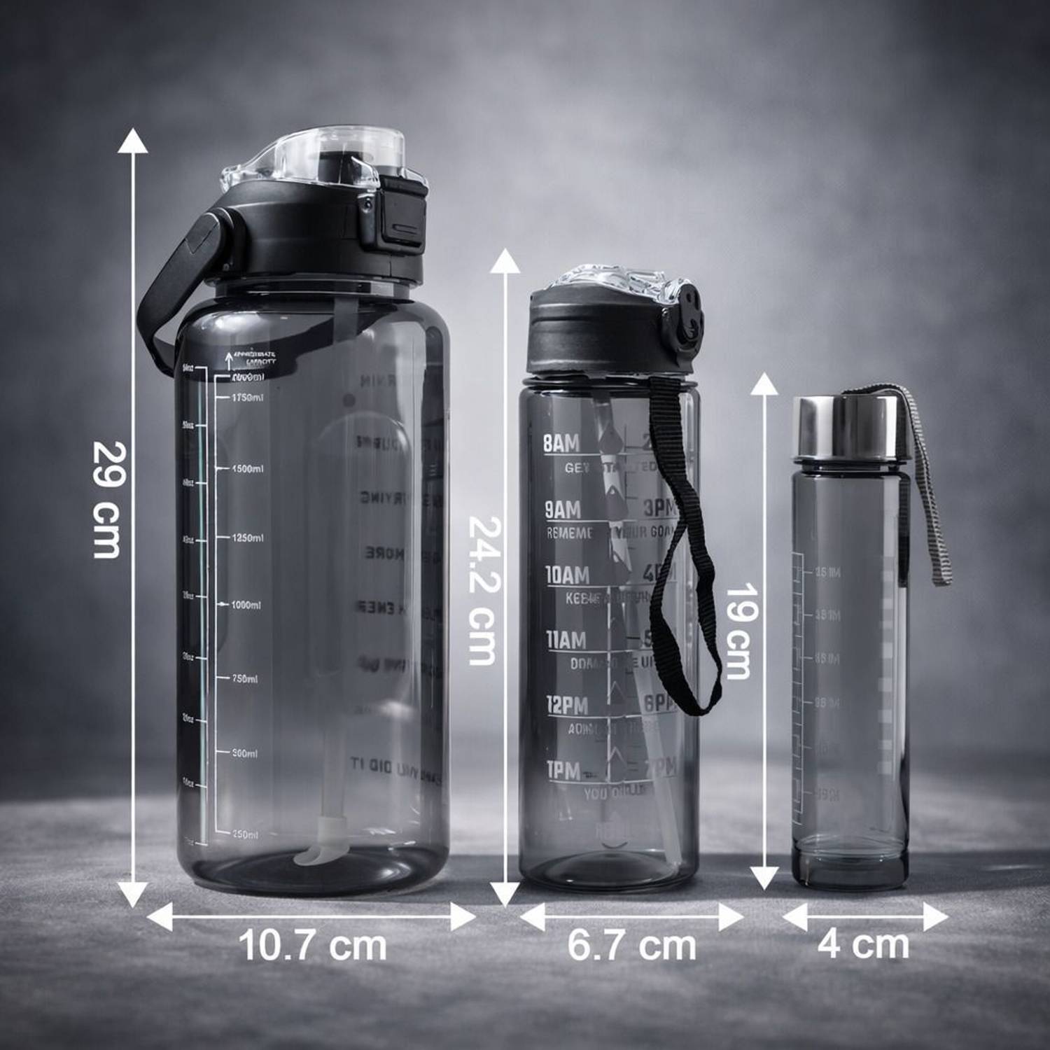 Doevia Water Bottle Combo Set of 3 (2L + 900ml + 300ml) Pack of 3 - Image 1