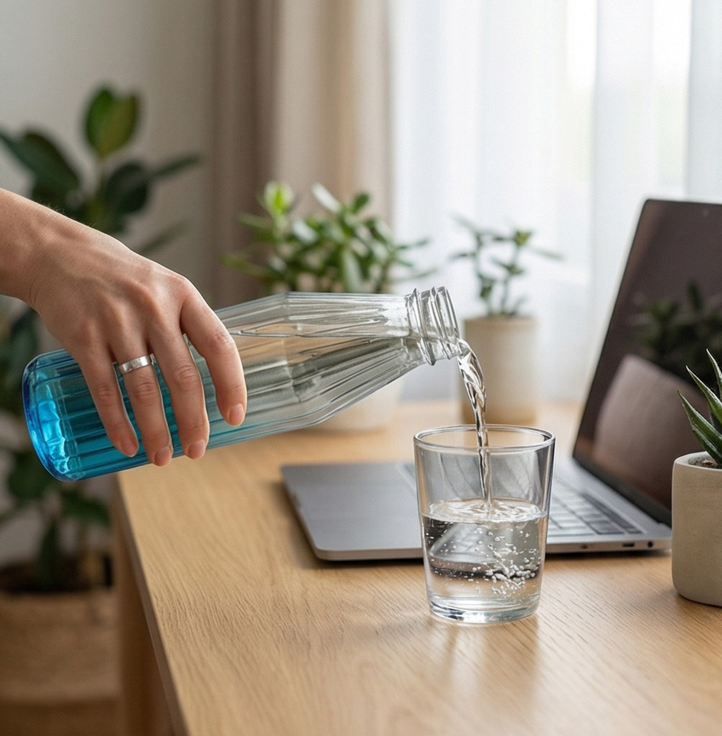 Image of jtw Luxury Gradient Ribbed Glass Water Bottle with Stainless Steel Cap | Leak Proof 800 ml Glass Bottle