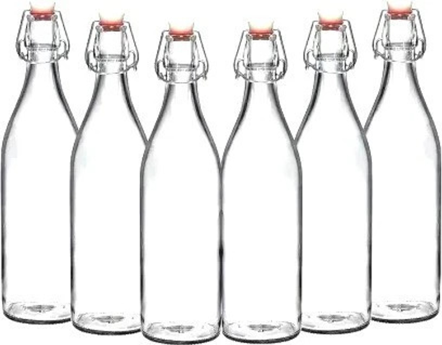 Image of RK ONLINE SALES RK ONLINE Glass Water Juice 1000ml Bottle (Pack of 6,Clear White Glass) 1000 ml Glass Bottle