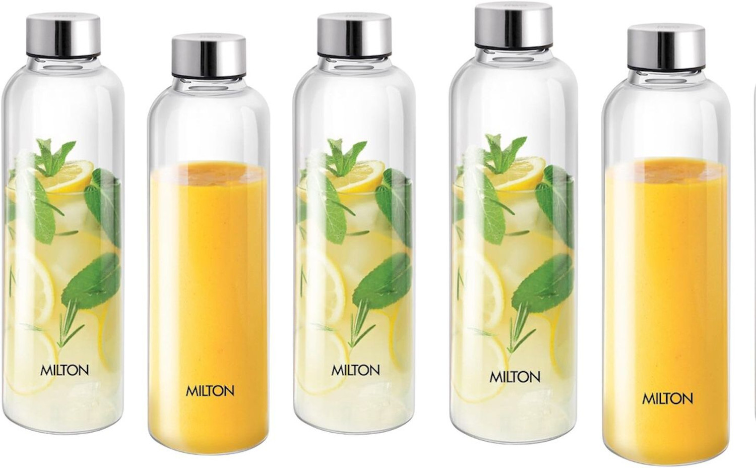 Image of MILTON Costa 1000 Pet(Plastic) water bottle 1 ltr each with Stainless Steel Lid 1000 ml PET Bottle
