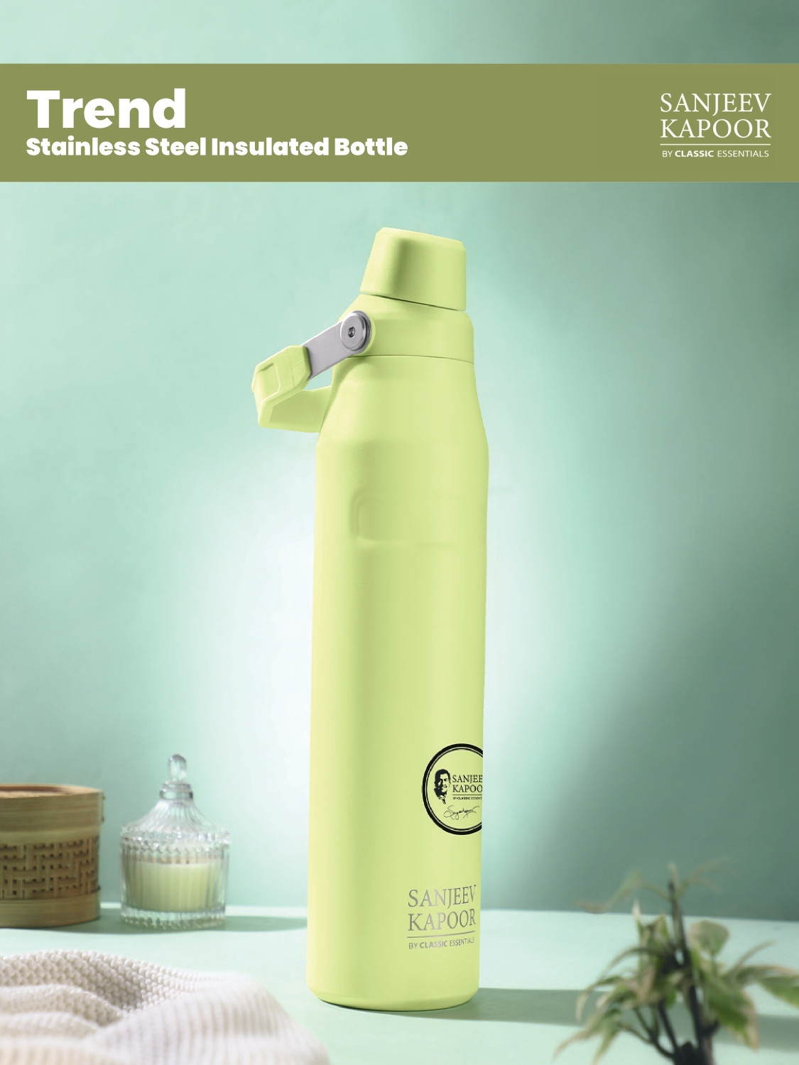 Image of Sanjeev Kapoor By Classic Essentials Stainless Steel Hot & Cold Vacuum Insulated with Handle 750 ml Steel Flask