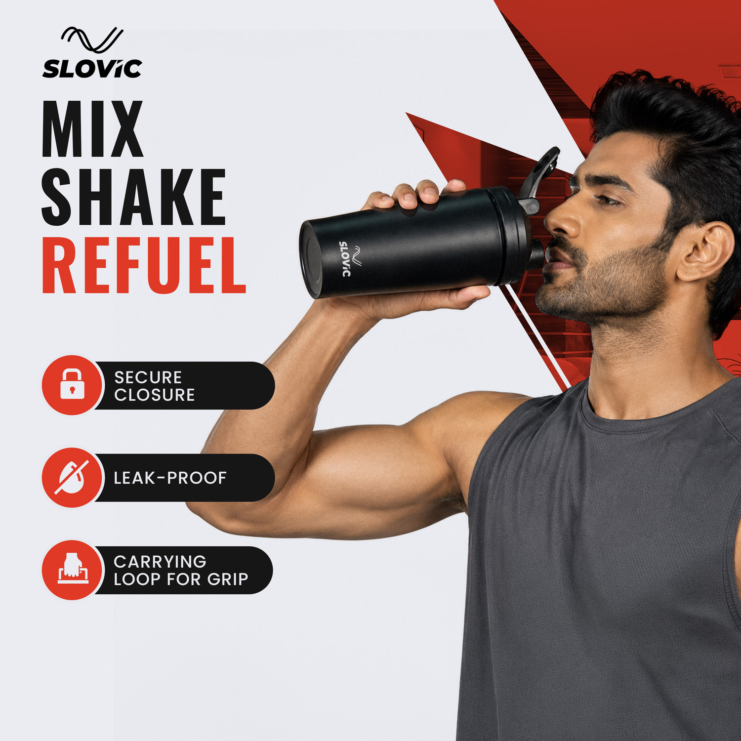 Image of SLOVIC Double Wall Insulated Water Bottle | Hot & Cold Water Bottle 750 ml Stainless Steel Shaker