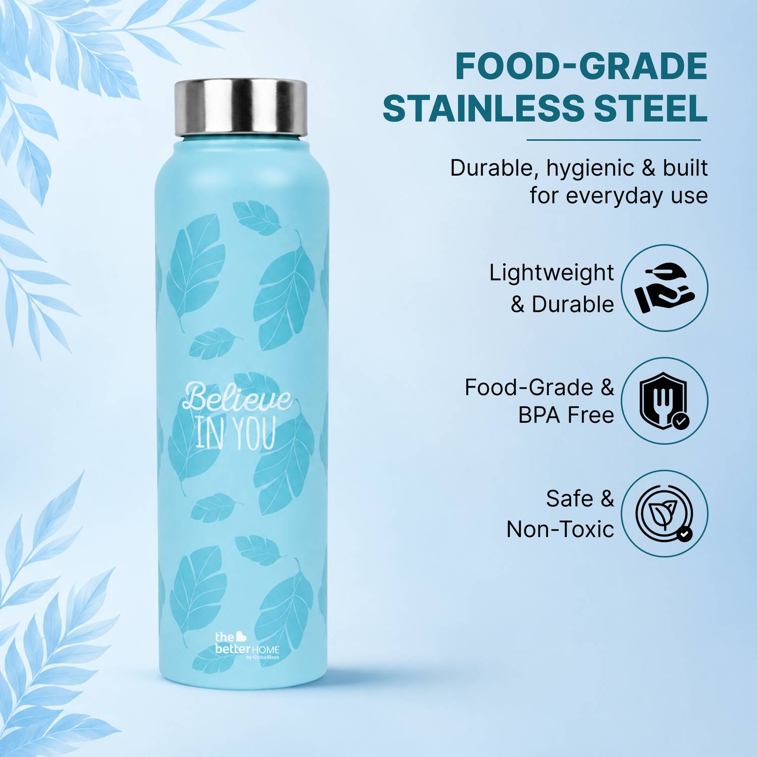 The Better Home Simplex 1000 ml Stainless Steel Bottle - Image 2