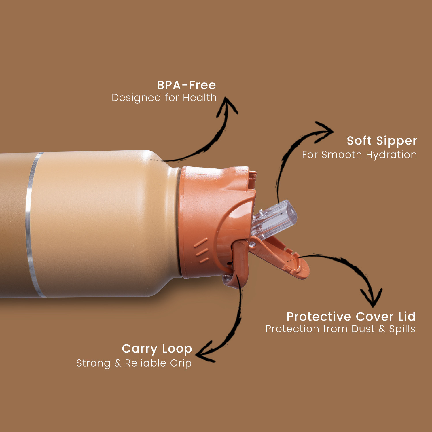 Image of PERCH Magic Sports & Fridge Stainless Steel Bottle With Steel & Sipper Cap 1000 ml Steel Bottle