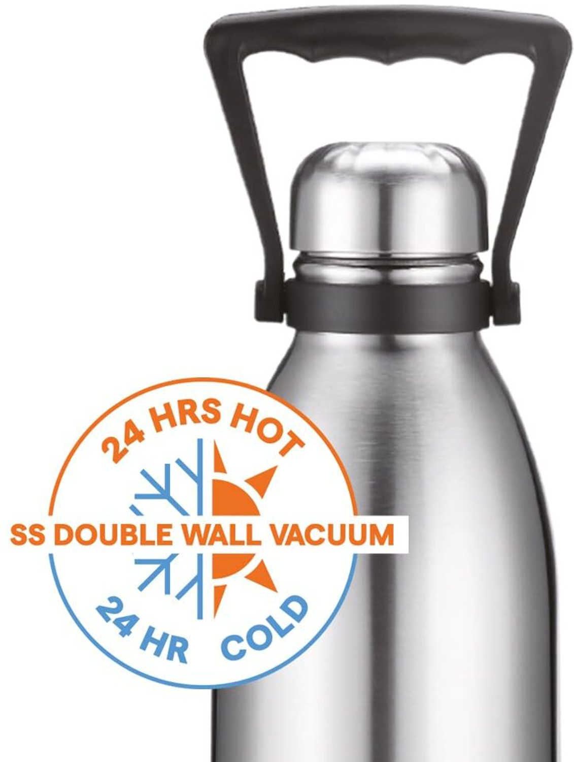 Image of BOROSIL Bolt 2 L Steel Bottle 24 Hours Hot & Cold Double Wall Vaccum Insulated Flask 2000 ml Stainless Steel Bottle