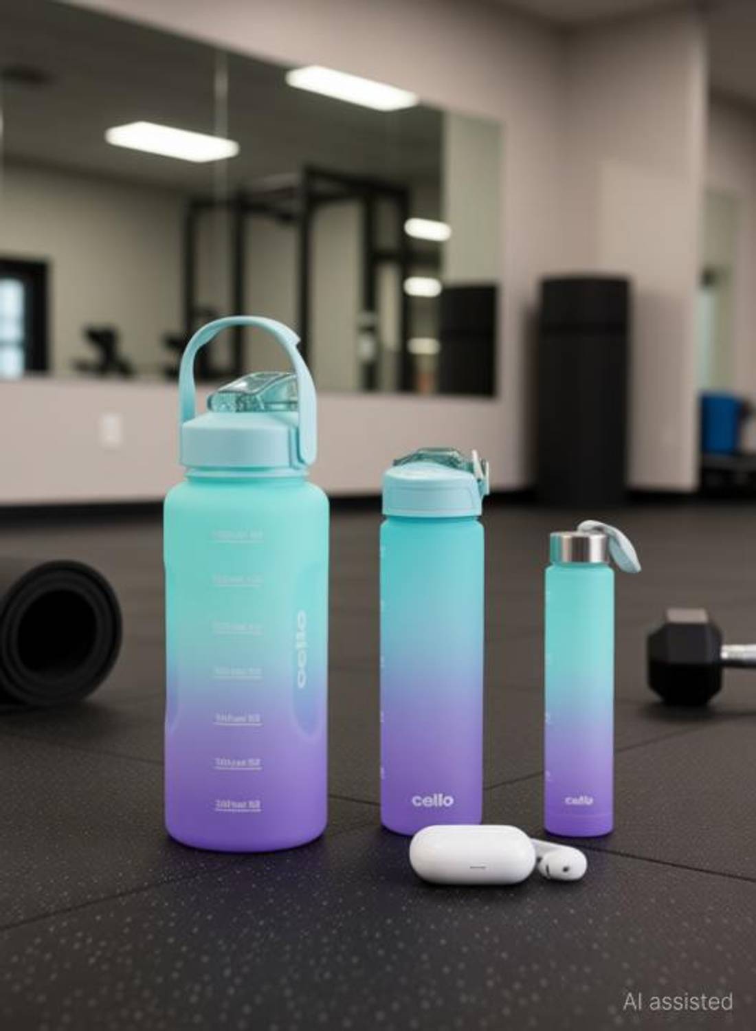 Amish Farms All Day Set of 3 Pieces Water Bottles Daily Use, Sea Green(310ml, 790ml, 2085ml) 800 ml Plastic Bottle