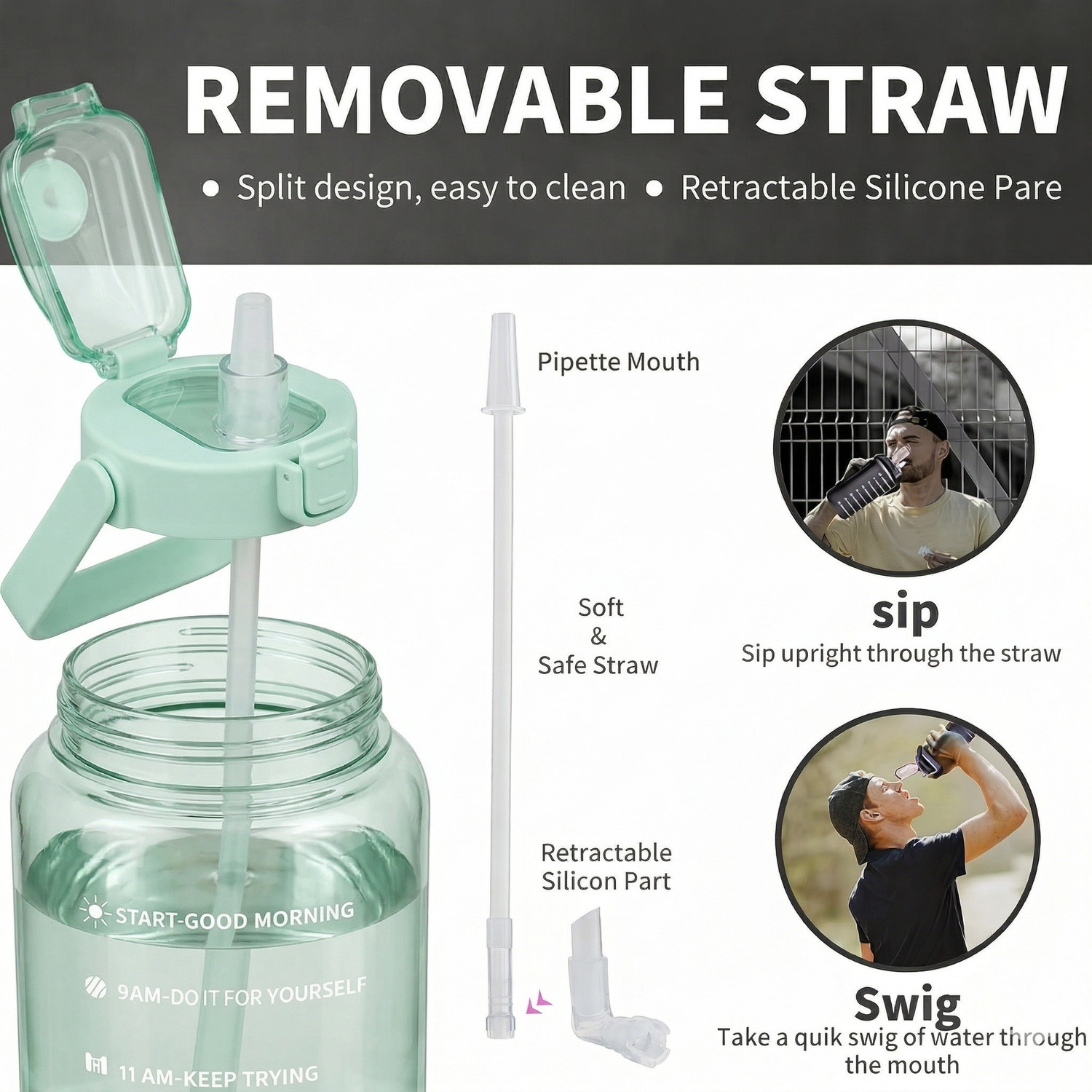 Image of Flipkart SmartBuy Motivational Sipper Bottle with Time Marker Leakproof BPA Free Fitness Bottle 2000 ml Plastic Bottle