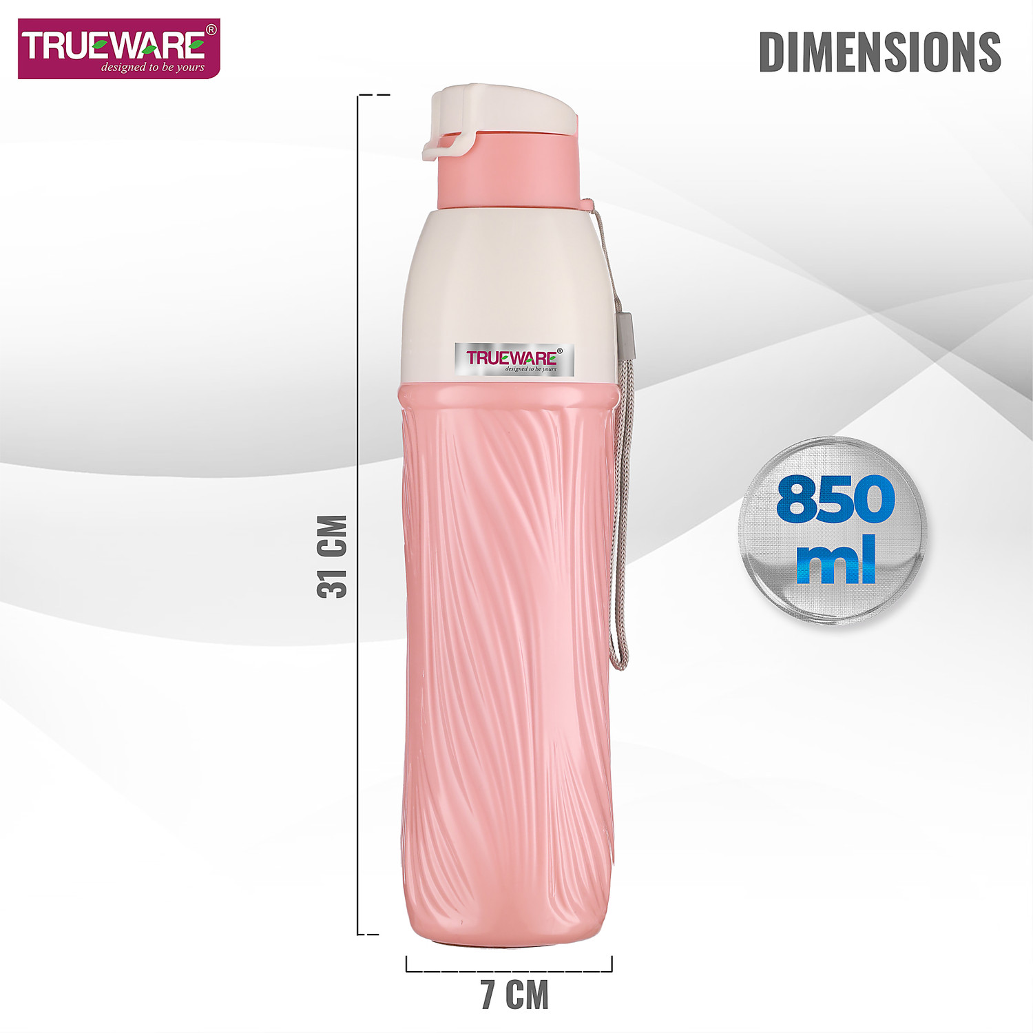 Image of Trueware PU Insulated Plastic School, Office, Travel, Sports Water 850 ml Plastic Bottle