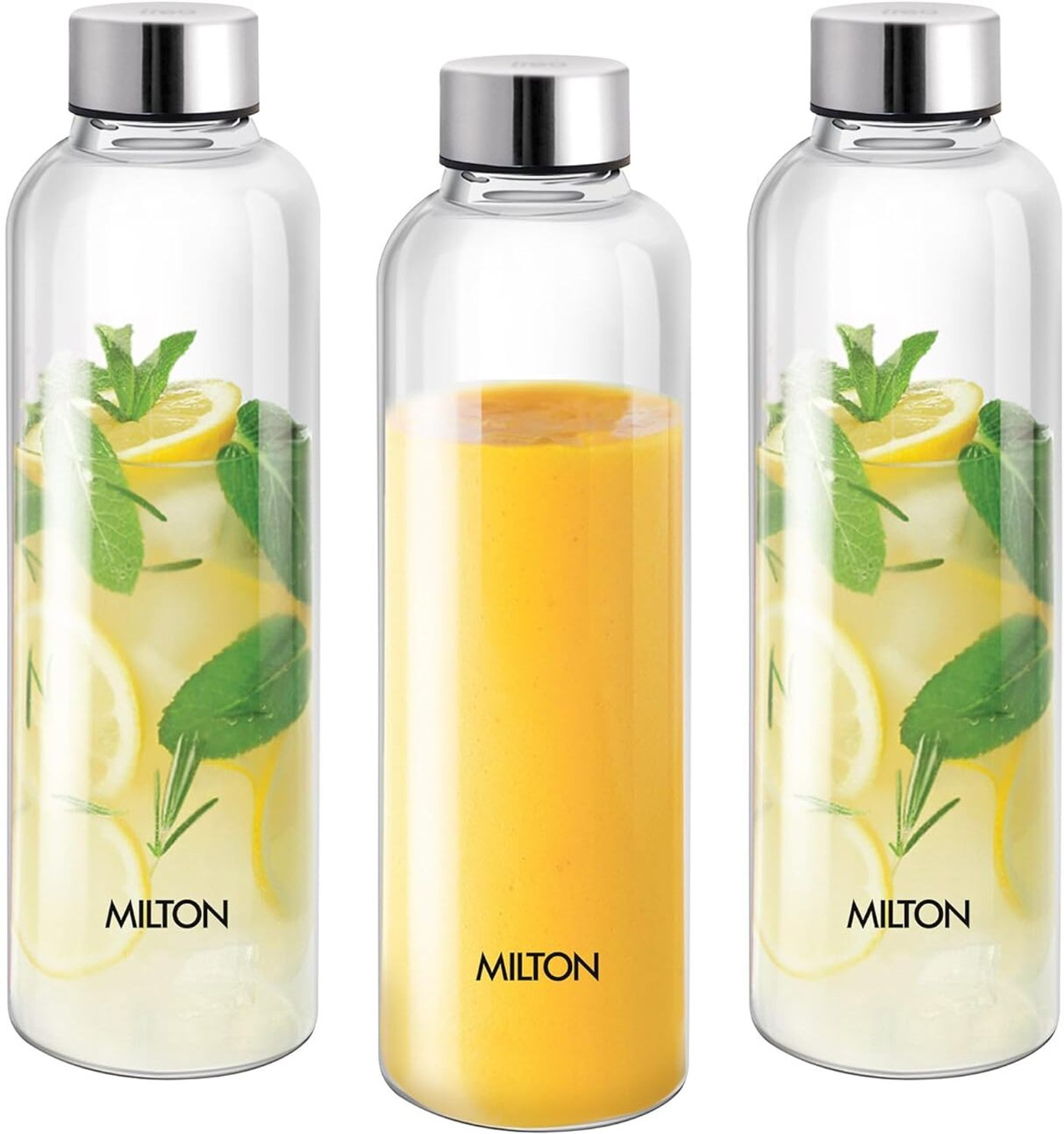Image of MILTON Costa 1000 Pet(Plastic) water bottle 1 ltr each with Stainless Steel Lid 1000 ml PET Bottle