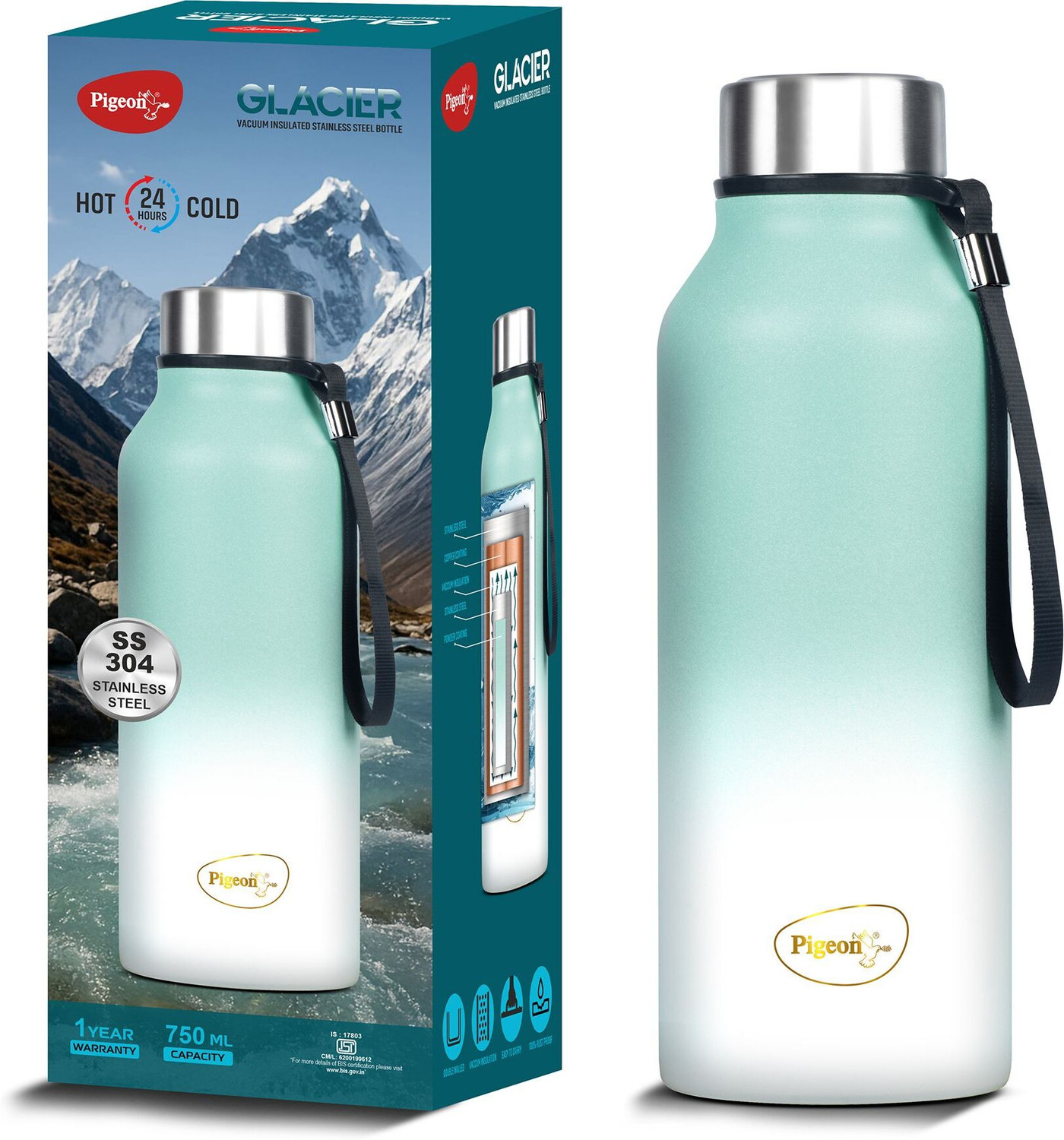 Image of Pigeon Glacier Vacuum Bottle 750 ml Stainless Steel Flask