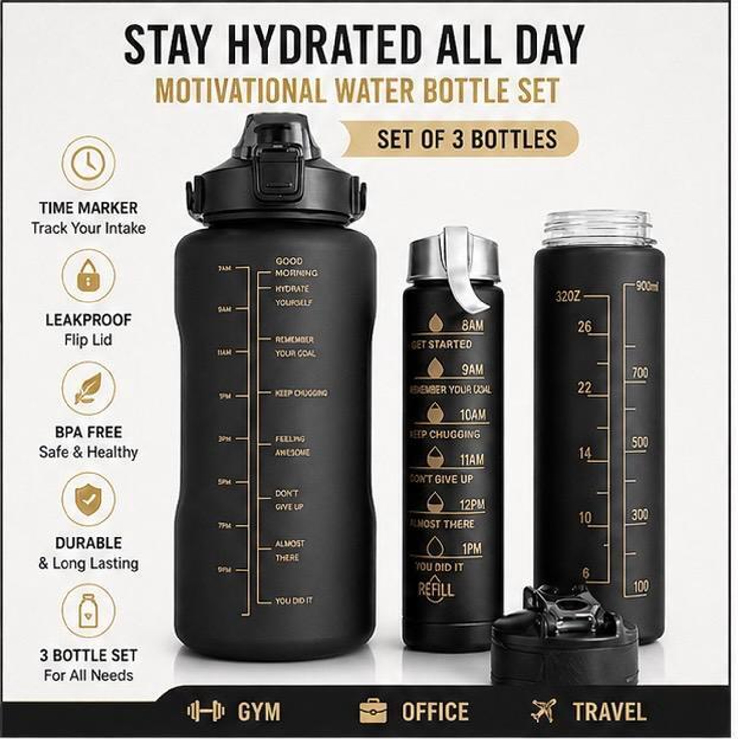Image of AMR Black bottle 1500 ml Borosilicate Glass Bottle