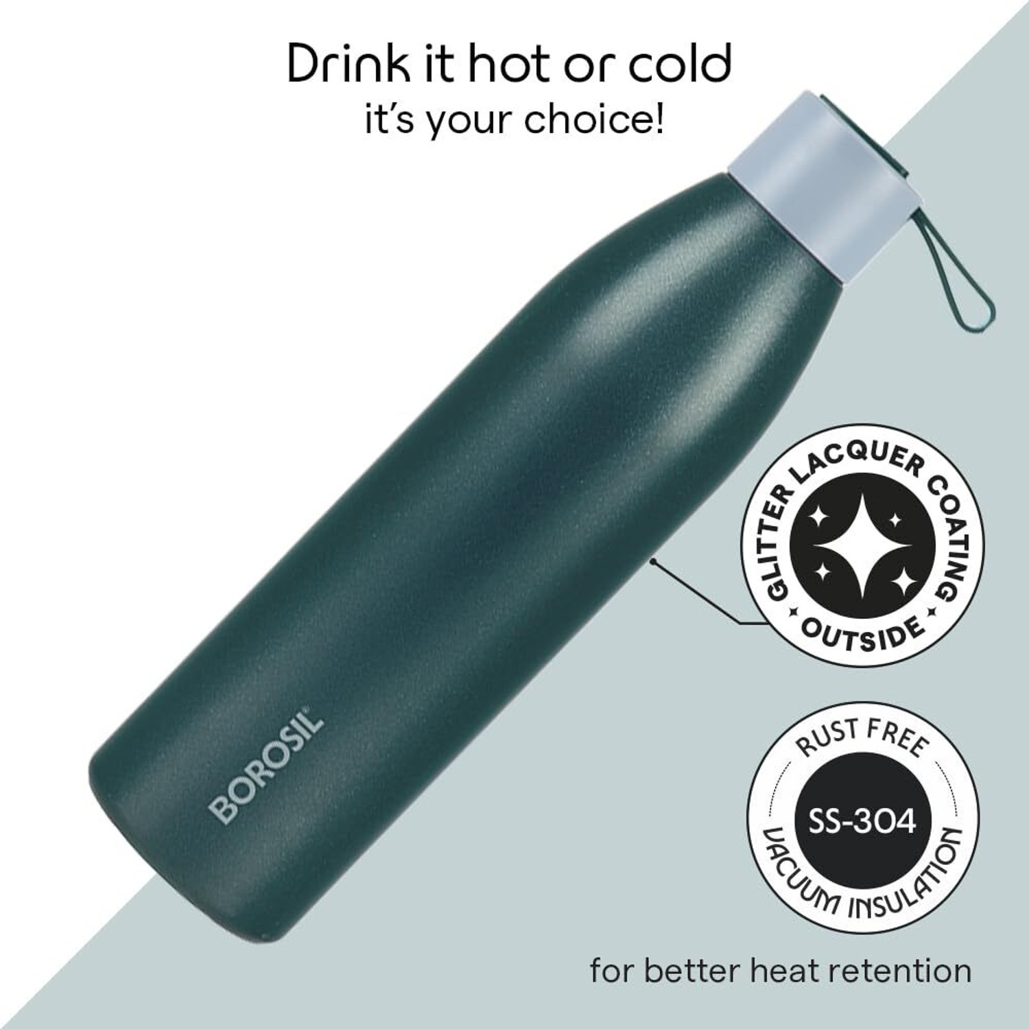Image of BOROSIL DUOMATE BLACK 750 ml 750 ml Steel Bottle