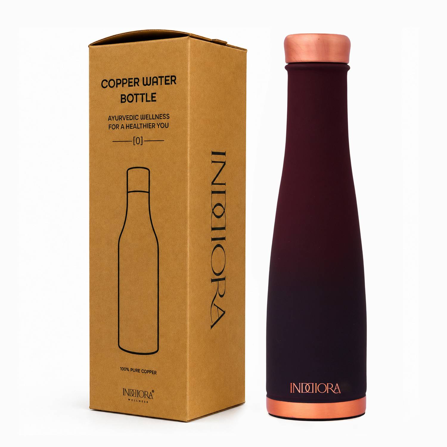 INDDIOIRA Pure Copper Water Bottle 950 ml Blue - Image 1