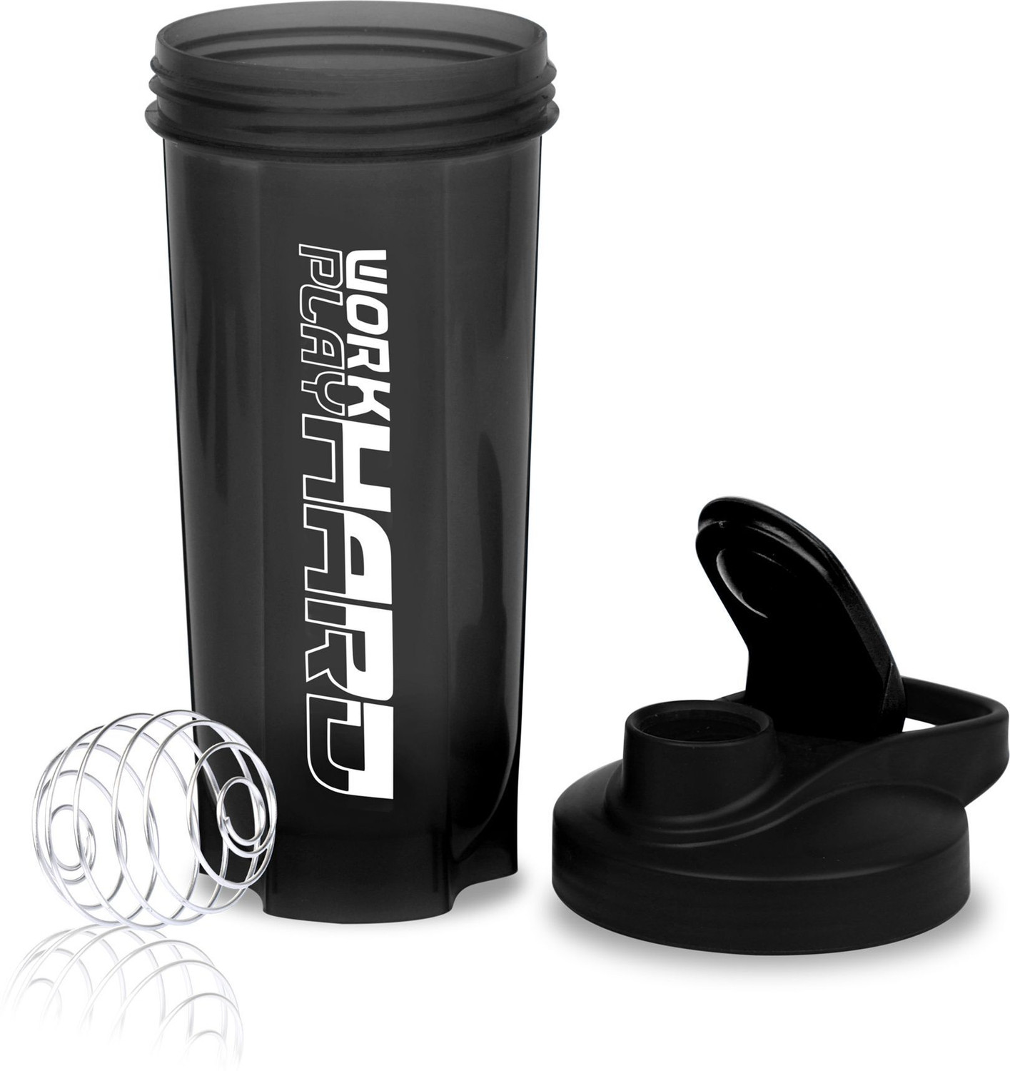 Image of Dassio Work Hard Protein Gym Shaker Bottle with Stainless Steel Spring Ball 700 ml Plastic Shaker