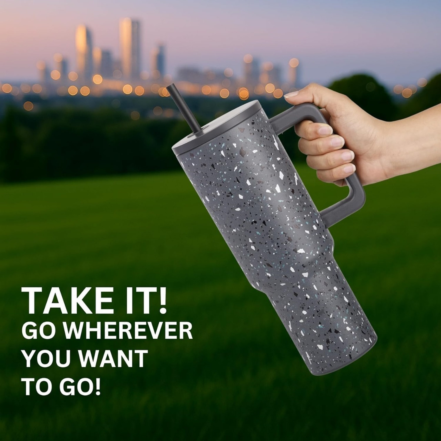 Image of BATBIRD Stainless Steel Tumbler with Lid & Straw - Double‑Wall Insulated Cup for Travel 1200 ml Stainless Steel Sipper