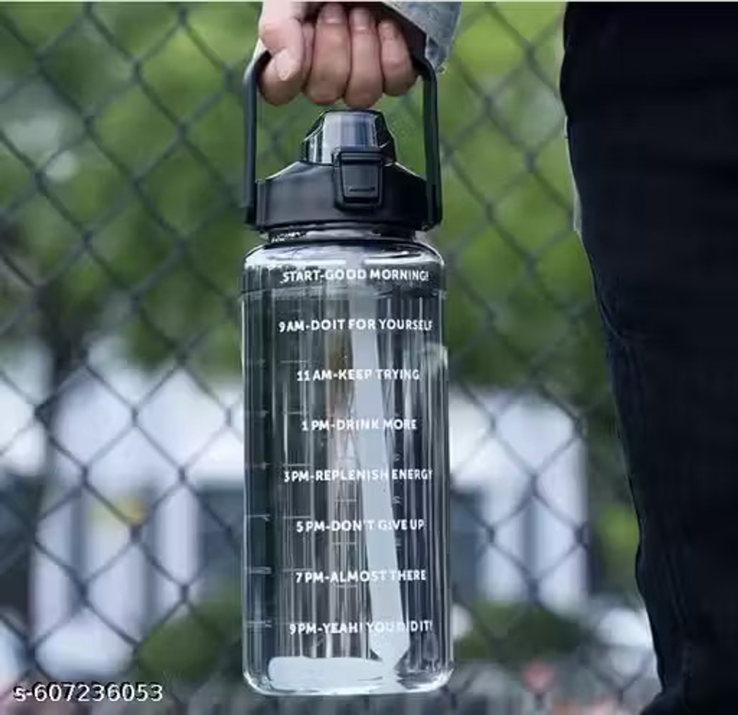Image of WIKIFY 2 Litre Motivational Water Bottle with Time Marker for Gym, Study, Office 2000 ml Plastic Sipper