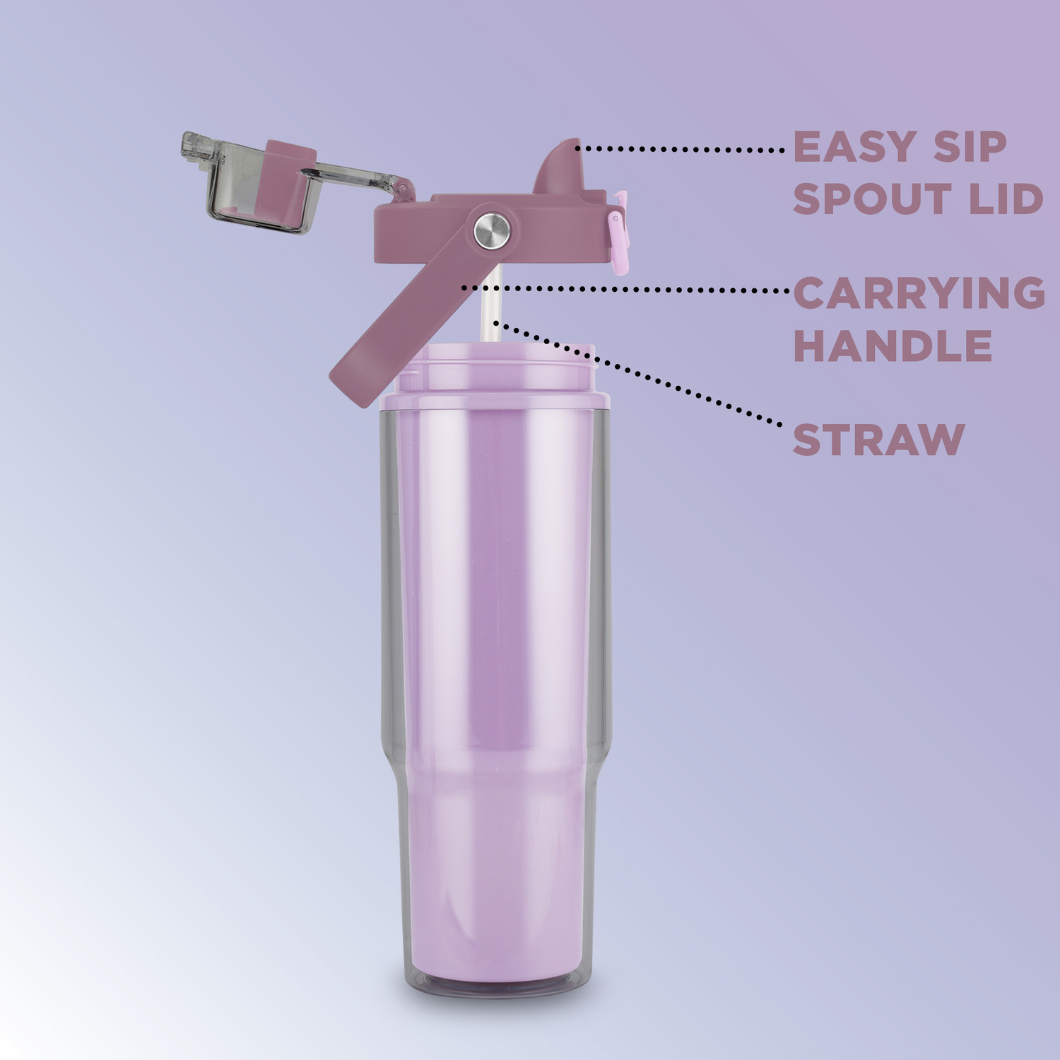 Image of MILTON Impulse 1000 2-in-1 Sip or Gulp Lid Plastic Tumbler 1 L Water Bottle, Purple 1000 ml Plastic Bottle