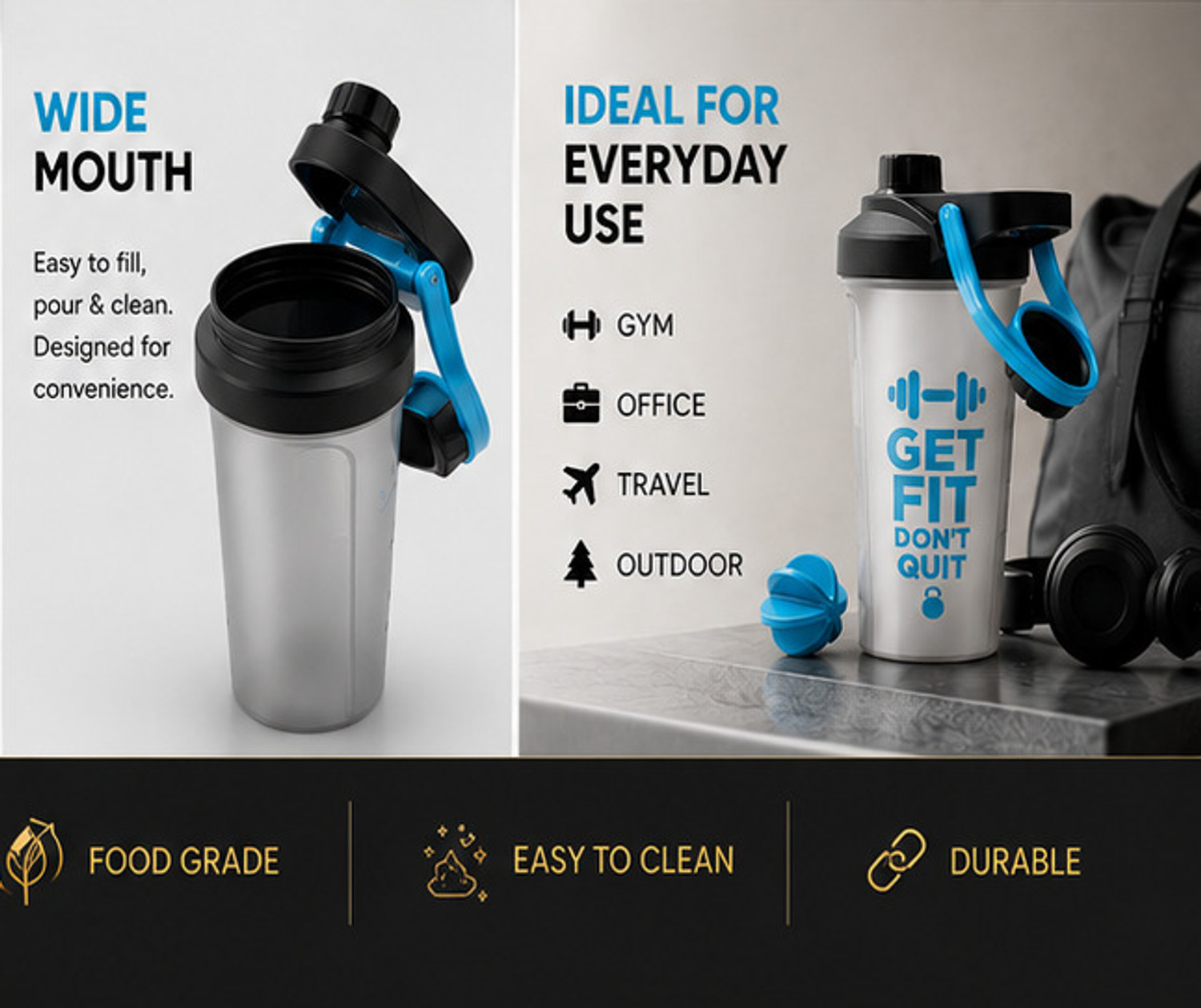 Image of Fitnesstricks Getfit Gym Shaker 700 ml Plastic Shaker