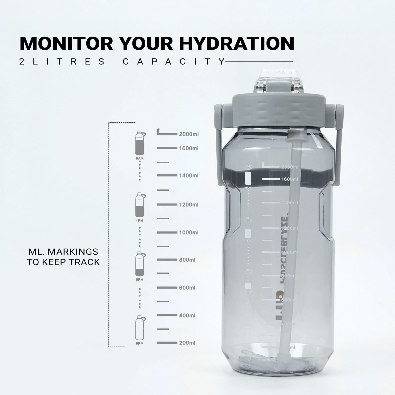 Image of MUSCLEBLAZE Gym Gallon Water Bottle | Leakproof & BPA-Free 2000 ml Plastic Bottle